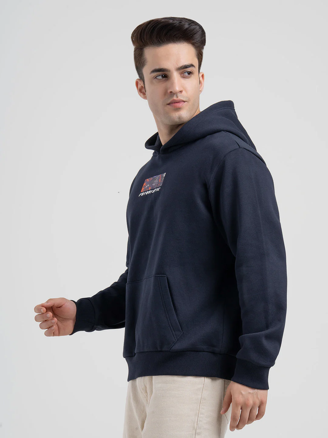 Navy Graphic Winter Hoodie for Men | Casual Winter Comfort - Image 3