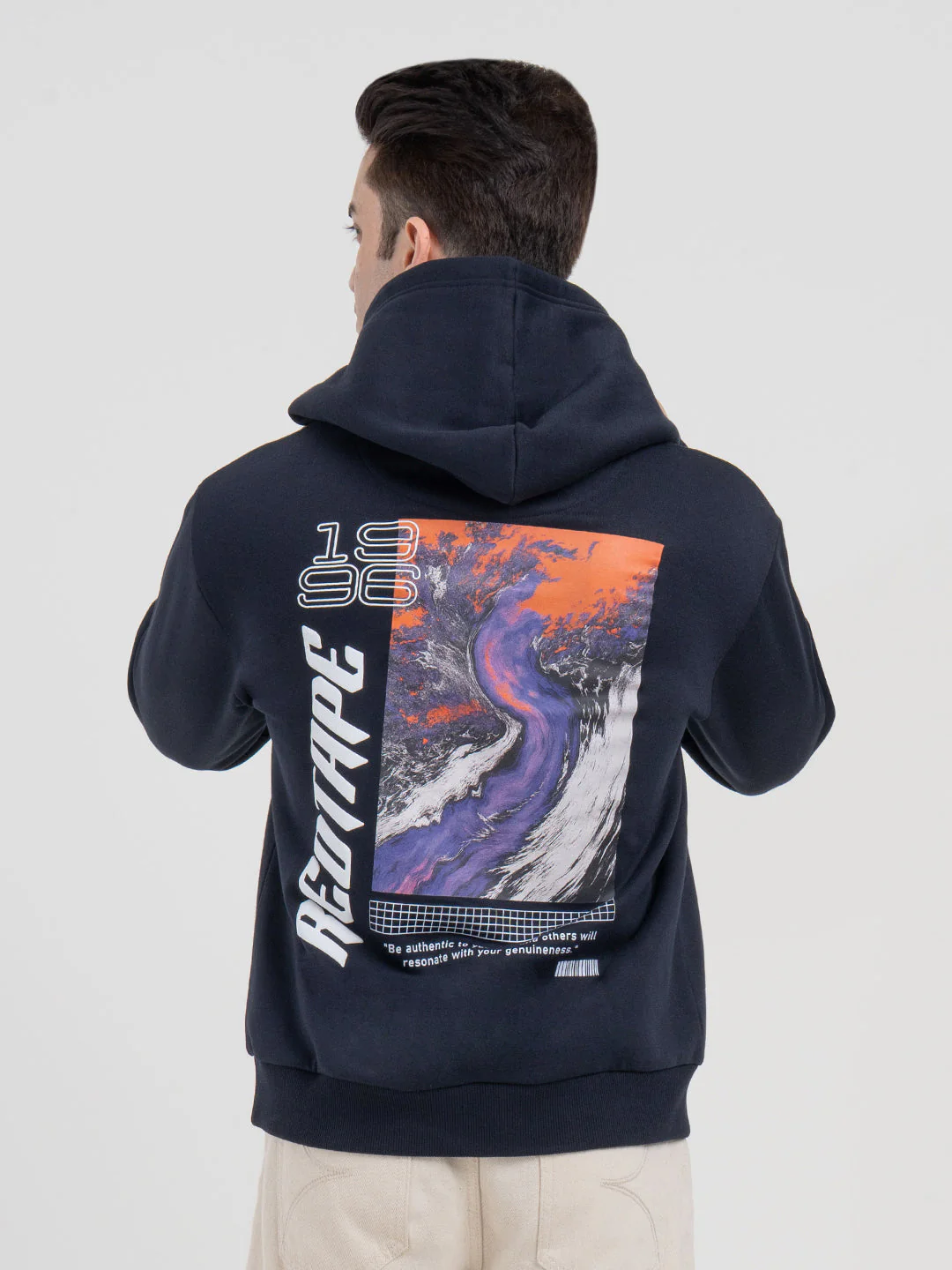 Navy Graphic Winter Hoodie for Men | Casual Winter Comfort - Image 4