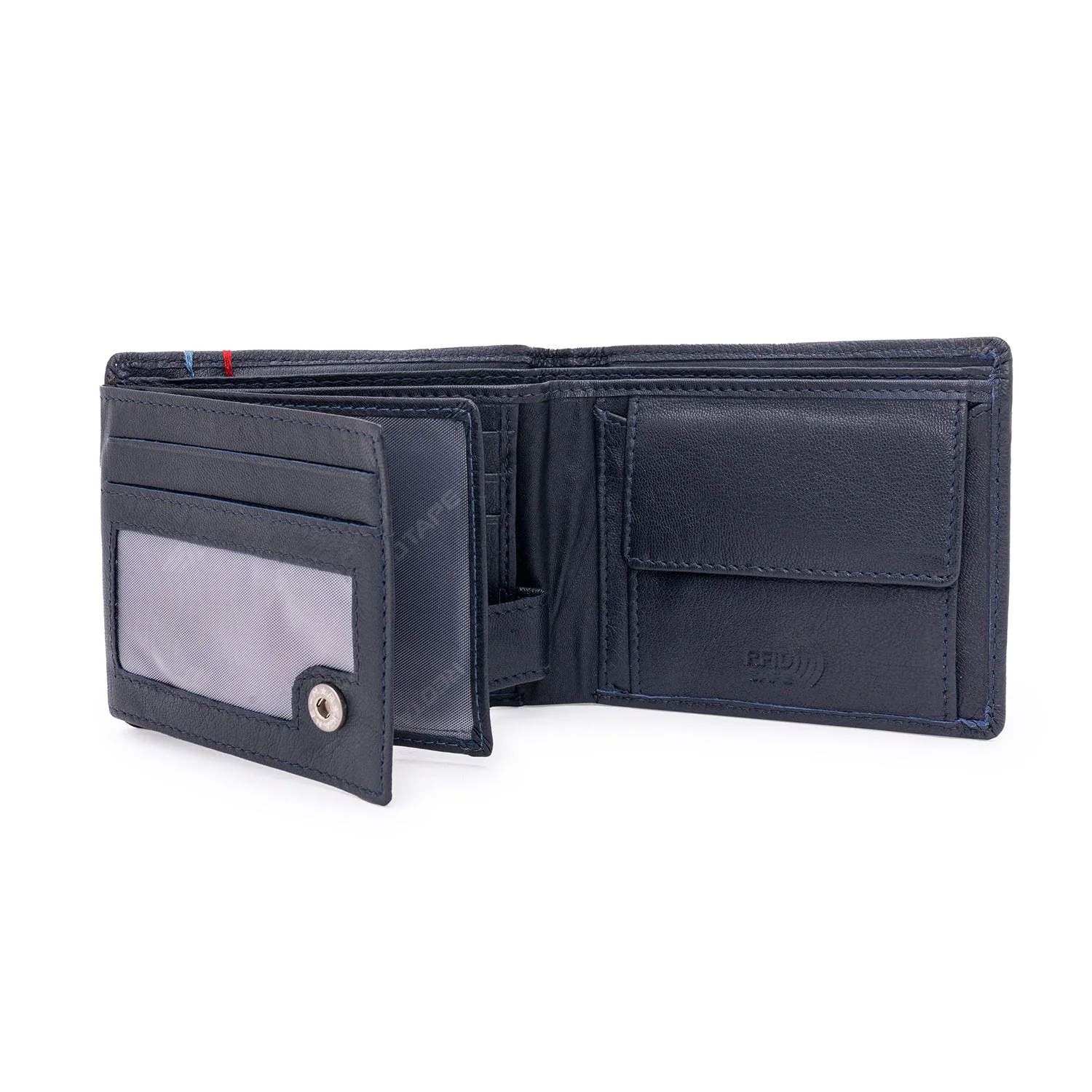 Navy Leather Two Fold RFID Wallet | Stylish and Secure - Image 6