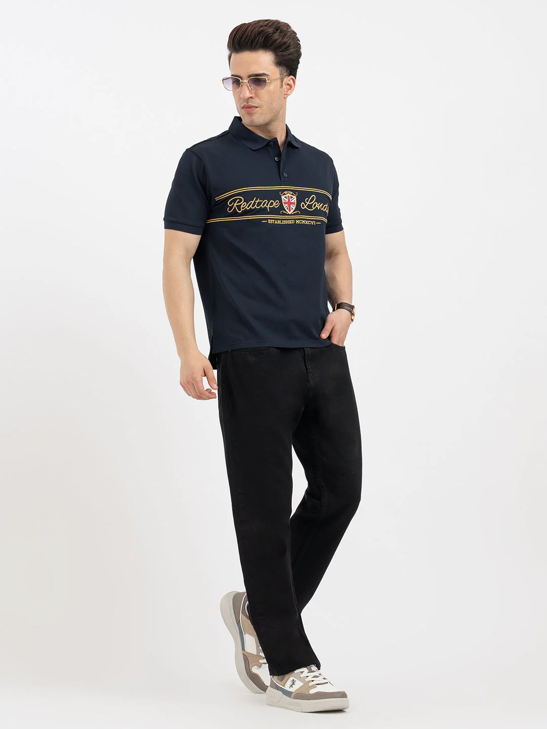Red Tape Navy Polo T-Shirt for Men - Image 5