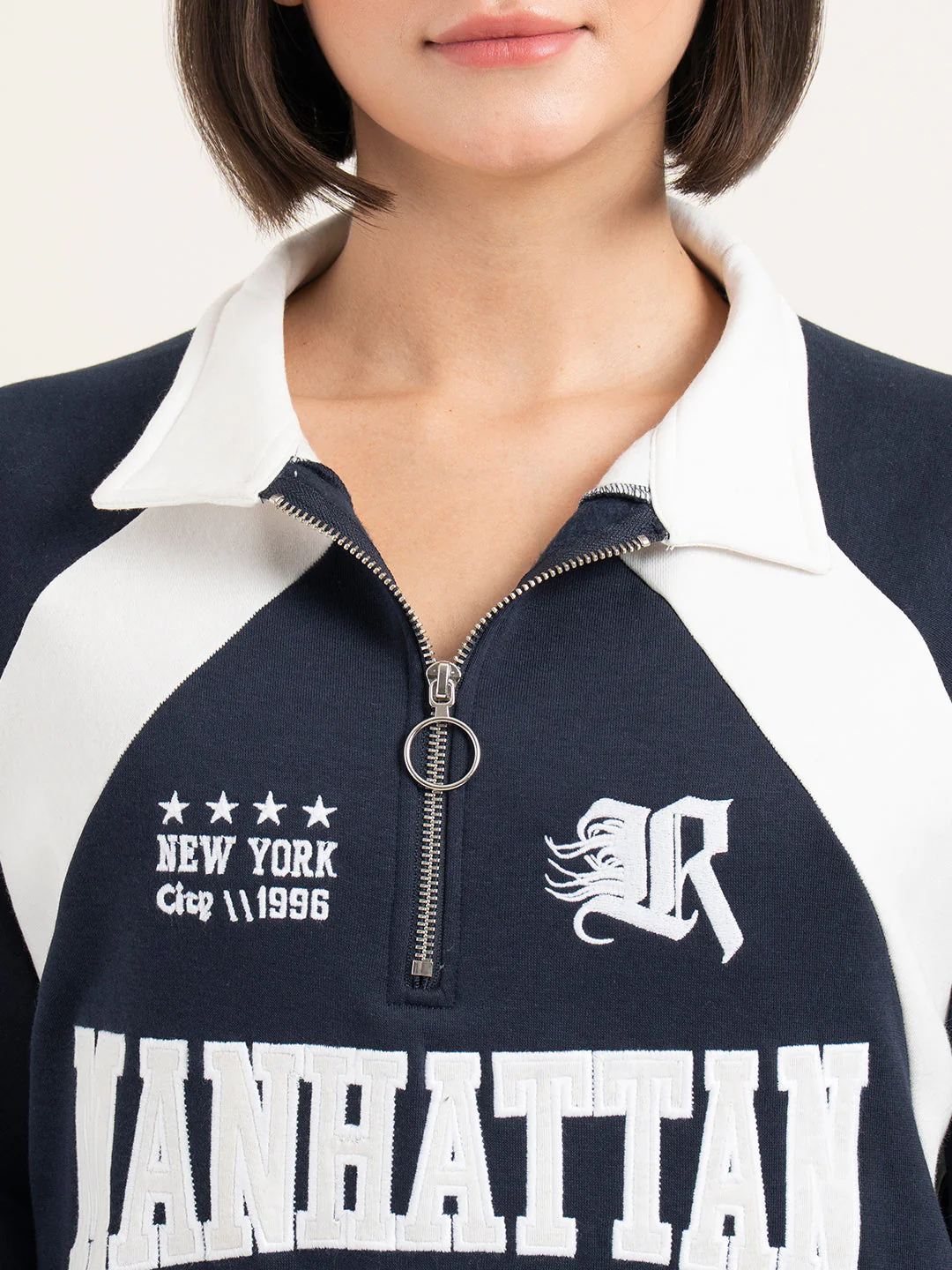 Navy Sweatshirt for Women | Winter Half Zip Style - Image 6