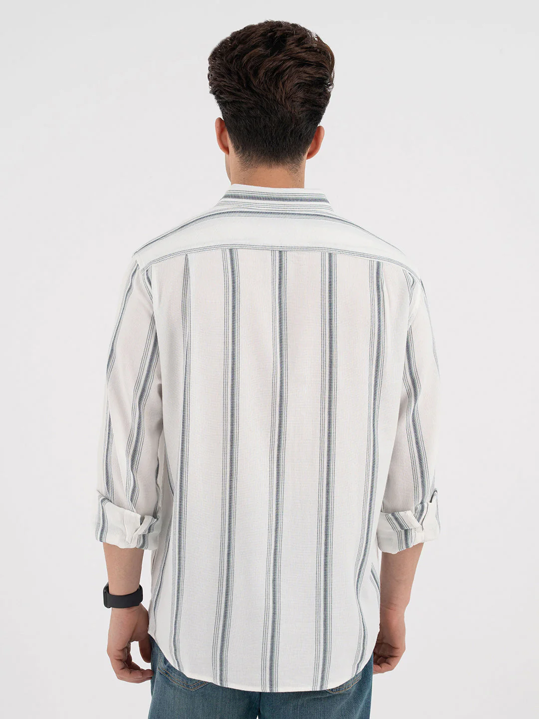 Red Tape Navy Green Striped Shirt for Men - Image 3