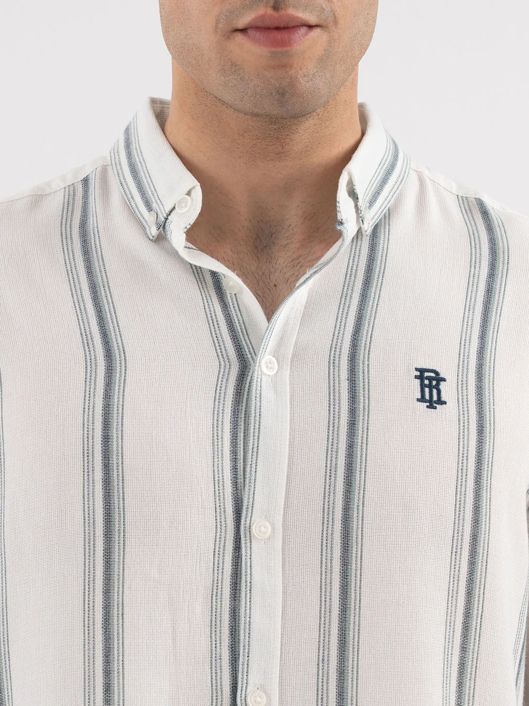 Red Tape Navy Green Striped Shirt for Men - Image 4