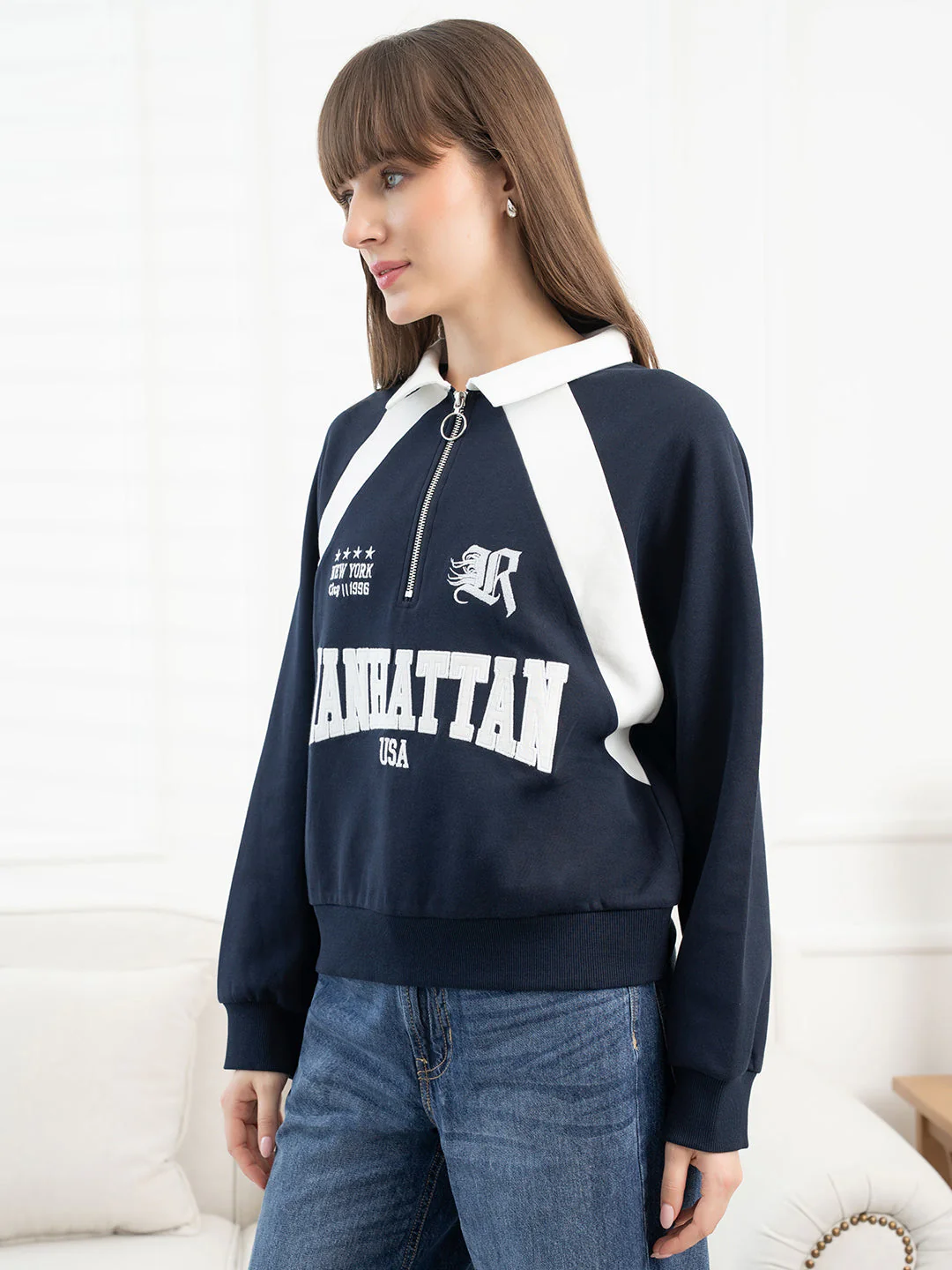 Navy Sweatshirt for Women - Image 2
