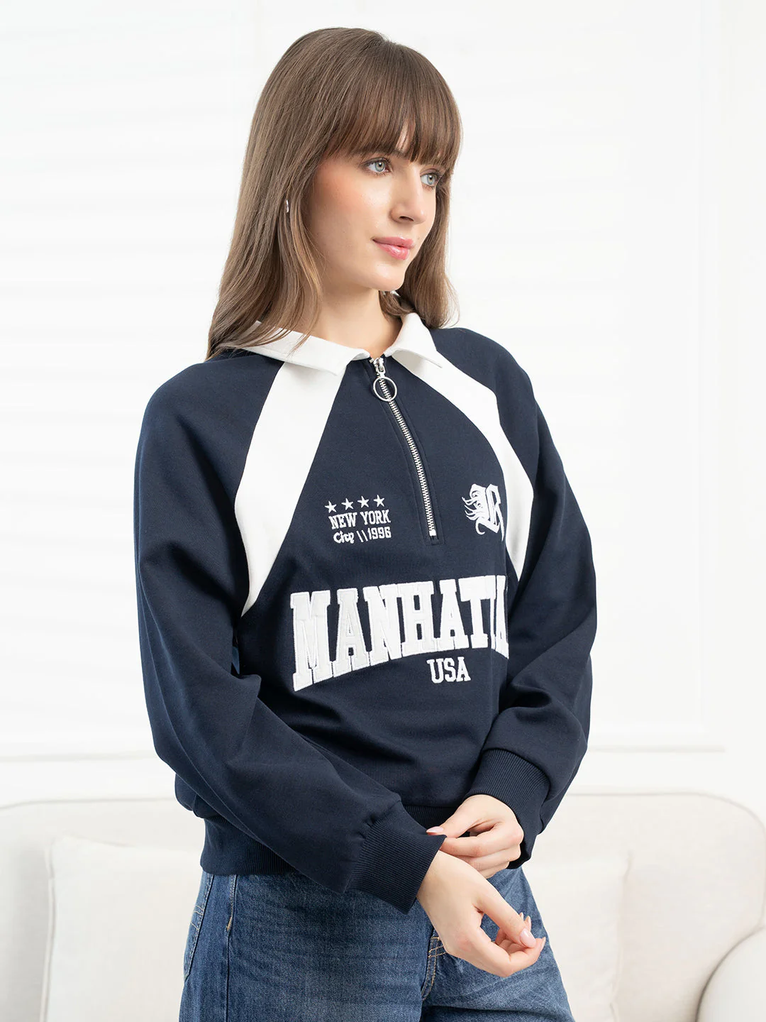 Navy Sweatshirt for Women - Image 3