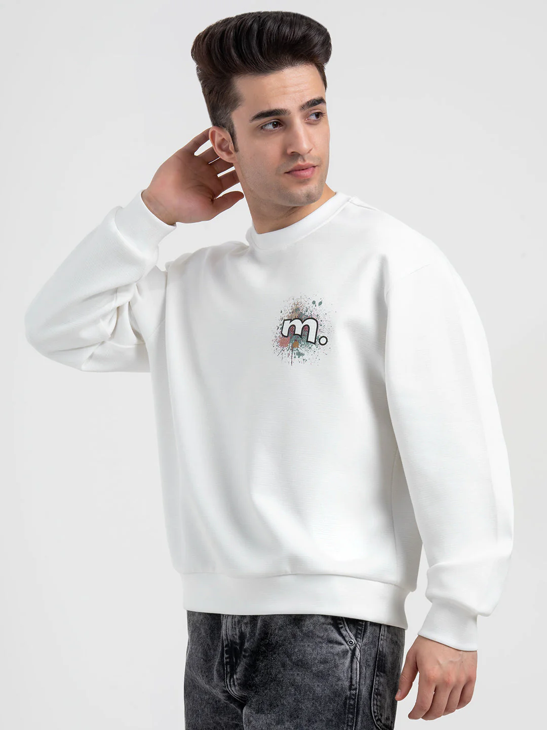 Off White Graphic Print Sweatshirt For Men | Comfortable With Stylish Design - Image 3