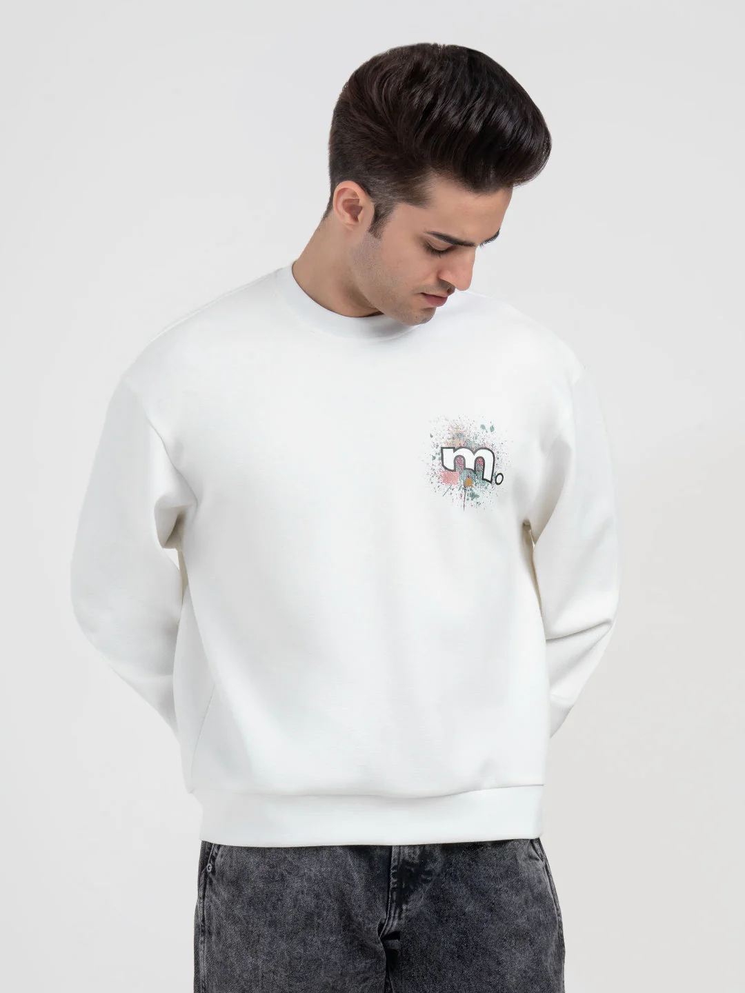 Off White Graphic Print Sweatshirt For Men | Comfortable With Stylish Design - Image 5