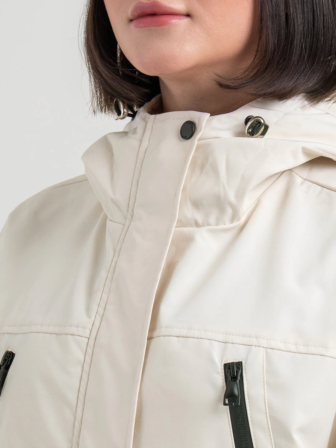 Off-White Hooded Windcheater Jacket for Women | Lightweight Winter Comfort - Image 5