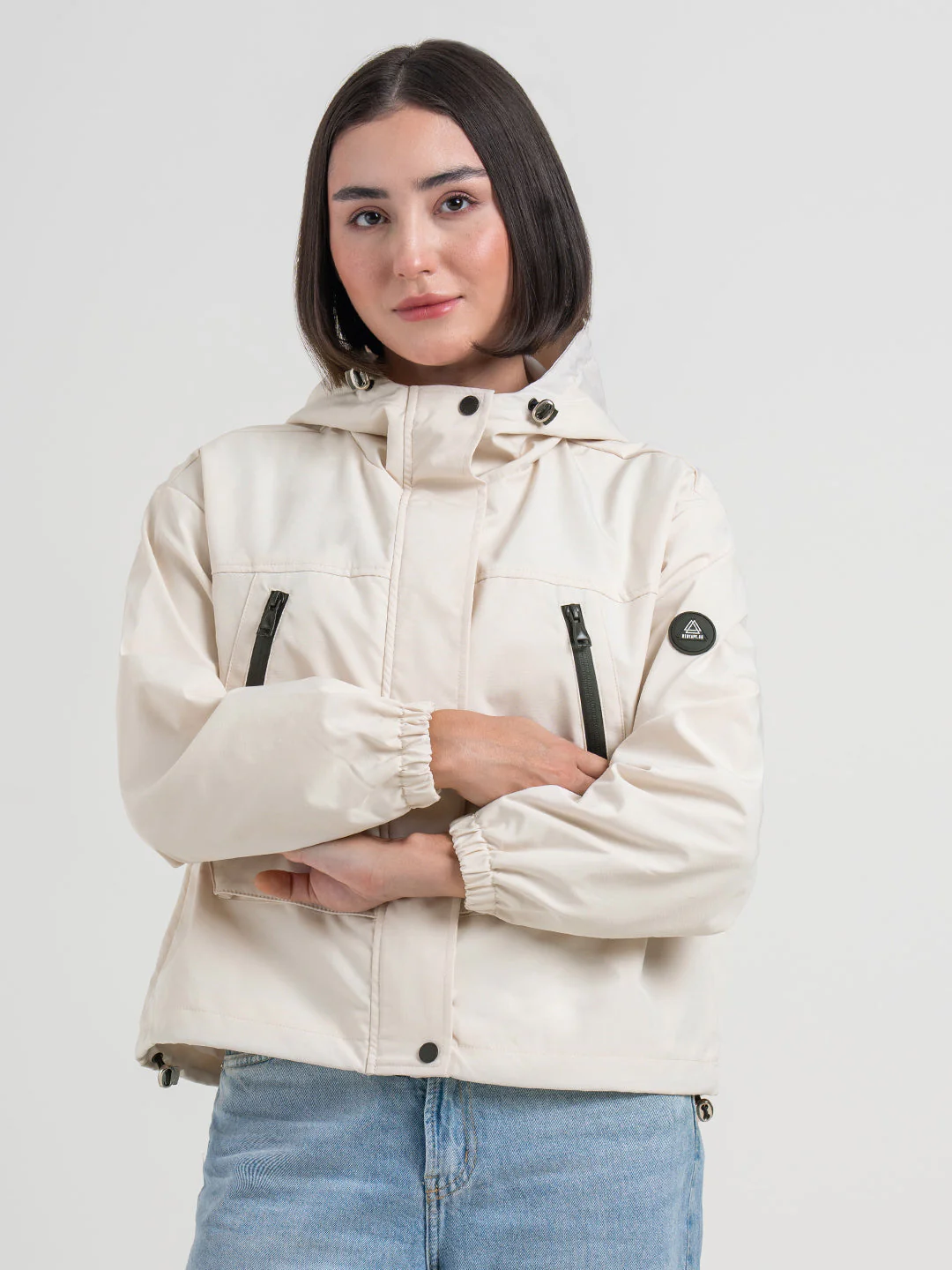 Off-White Hooded Windcheater Jacket for Women | Lightweight Winter Comfort - Image 7