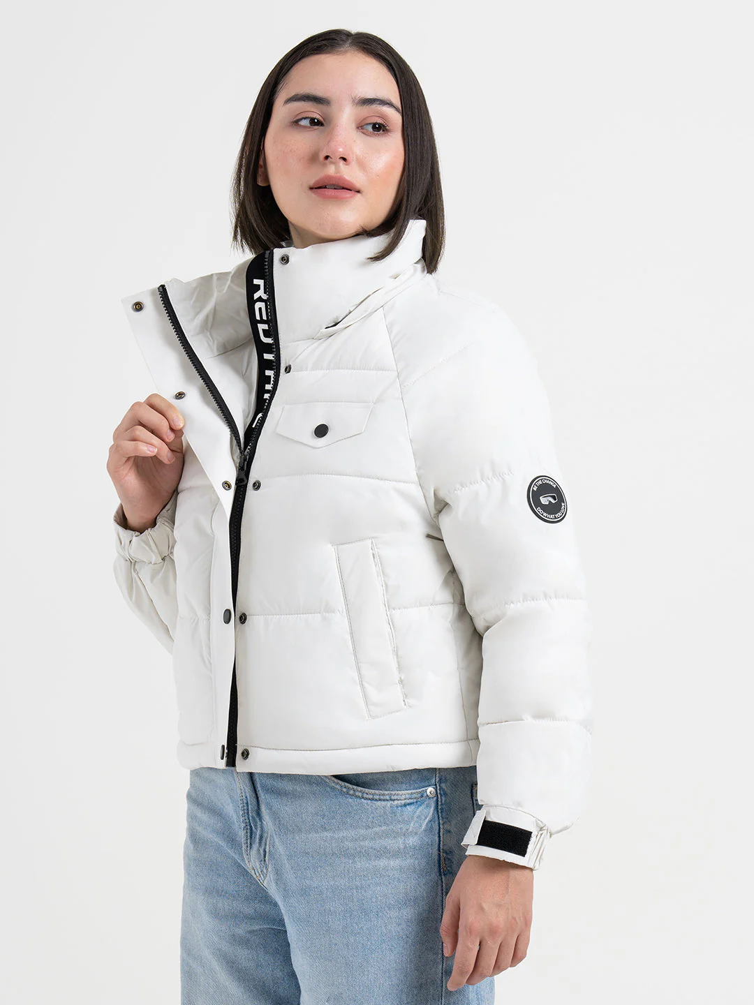 Off-White Hooded Puffer Jacket for Women | Everyday Winter Comfort - Image 3