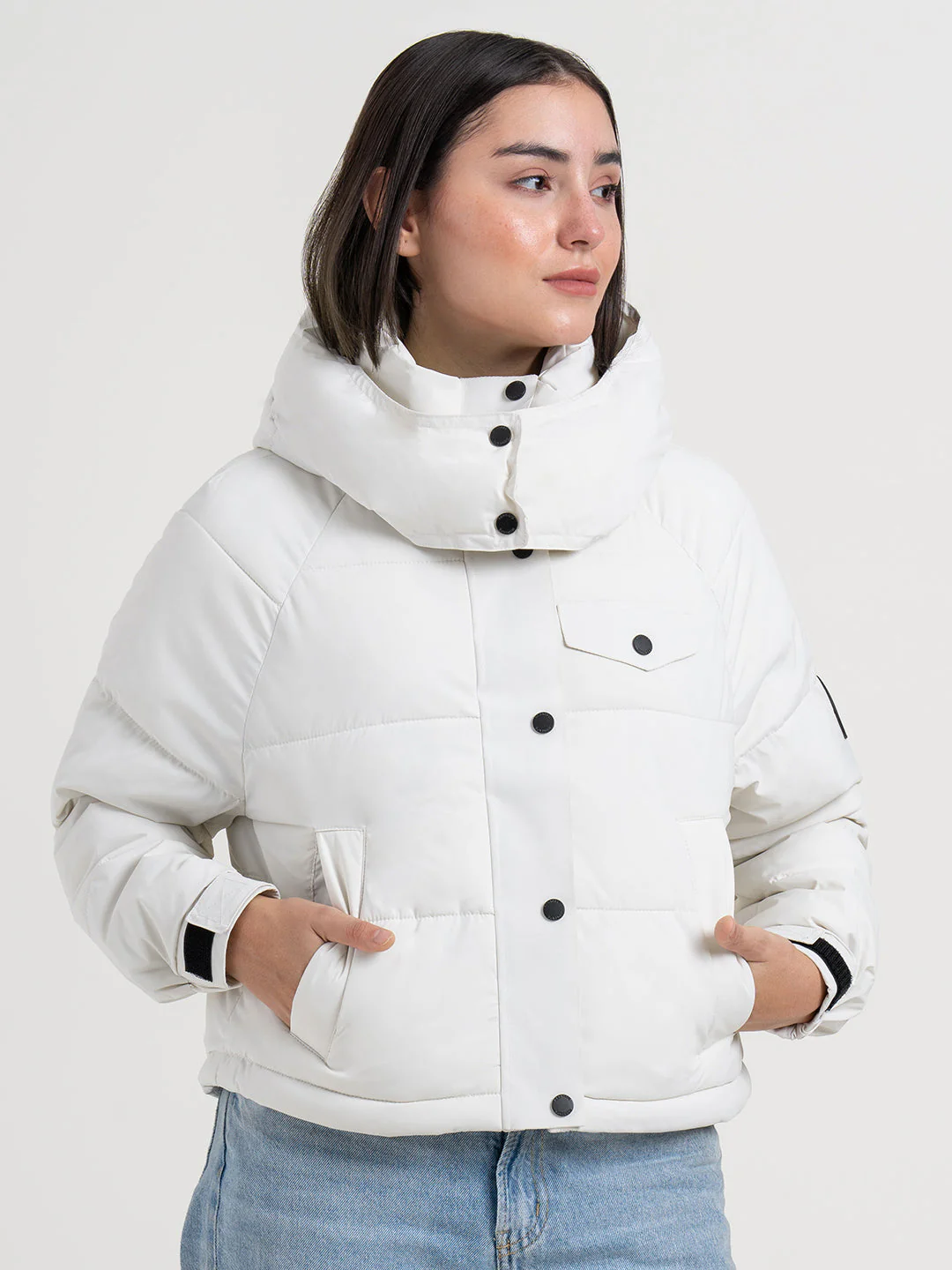 Off-White Hooded Puffer Jacket for Women | Everyday Winter Comfort - Image 6