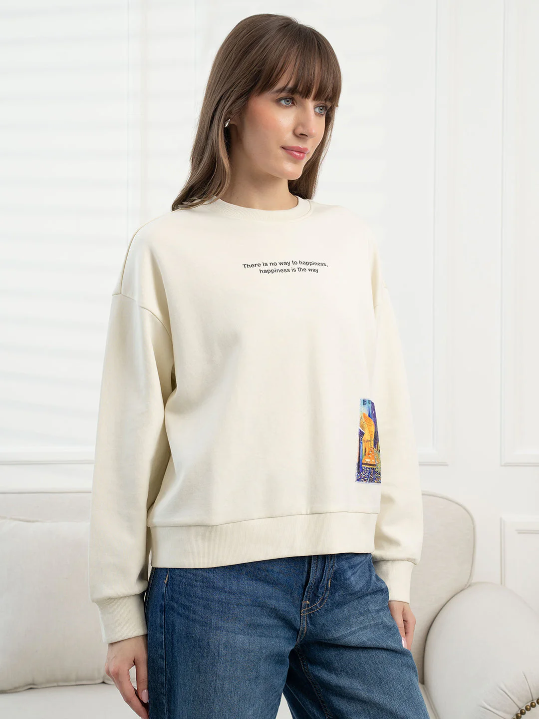 Off White Sweatshirt for Women - Image 3