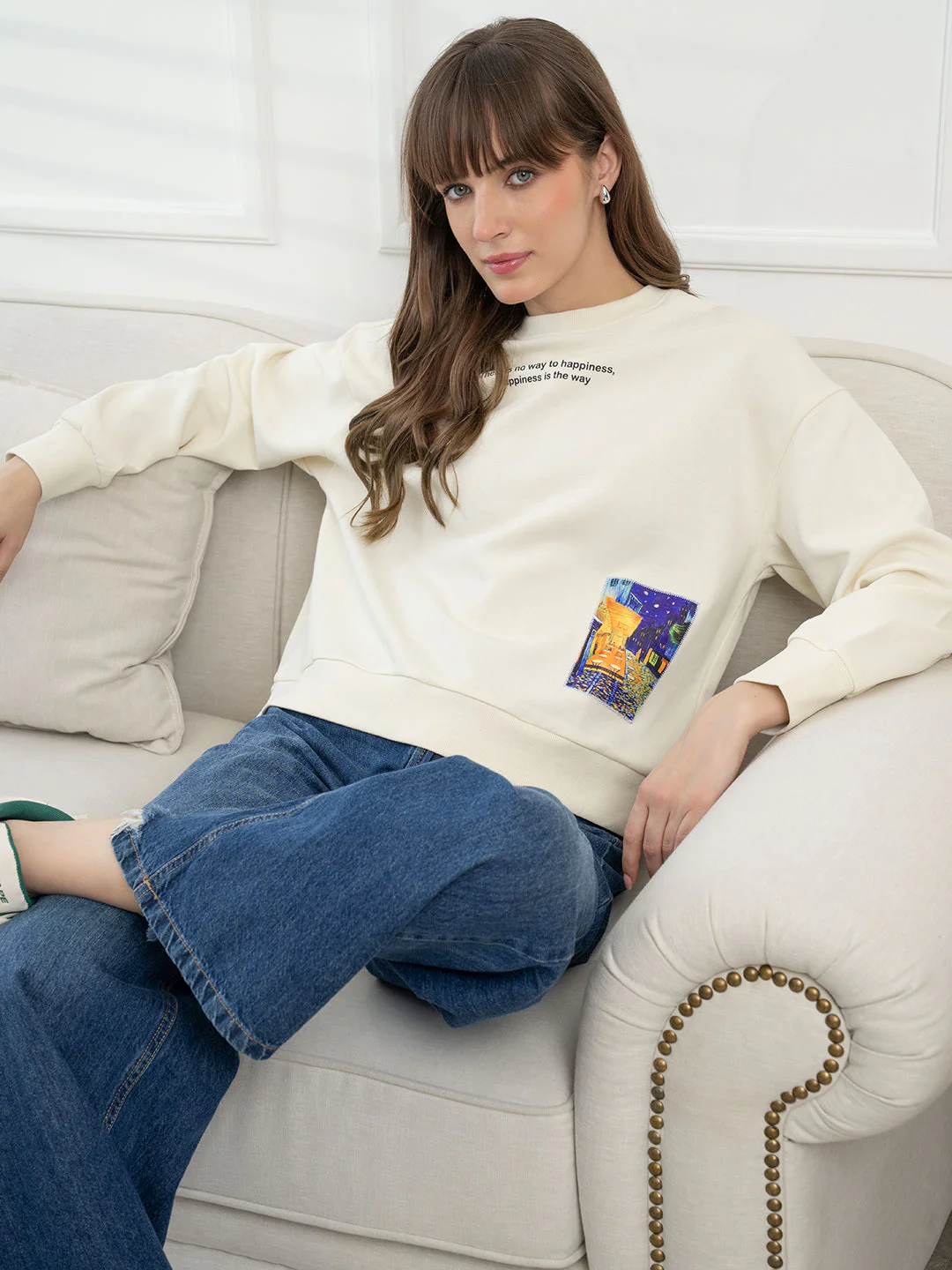Off White Sweatshirt for Women - Image 5