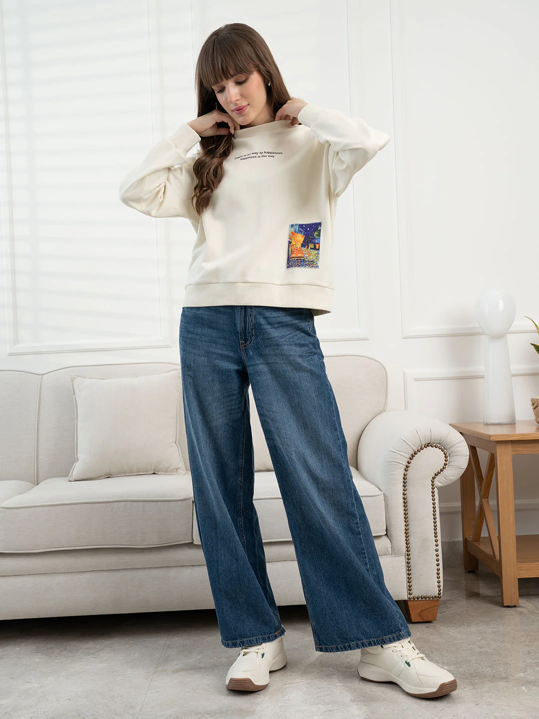 Off White Sweatshirt for Women - Image 7