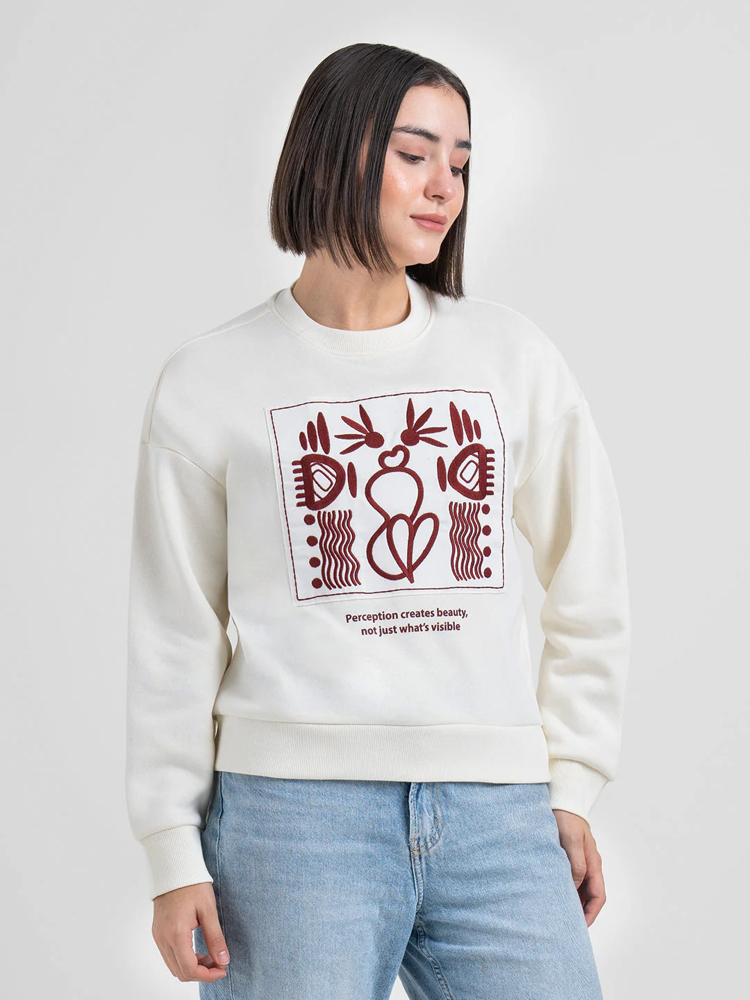 Off-White Graphic Sweatshirt for Women | Casual Everyday Comfort - Image 3