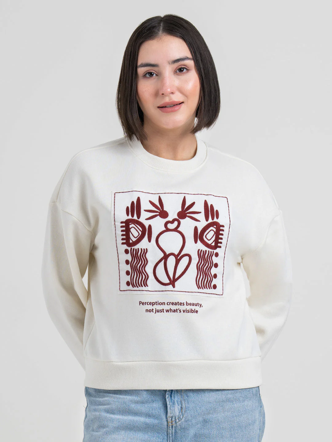 Off-White Graphic Sweatshirt for Women | Casual Everyday Comfort - Image 6