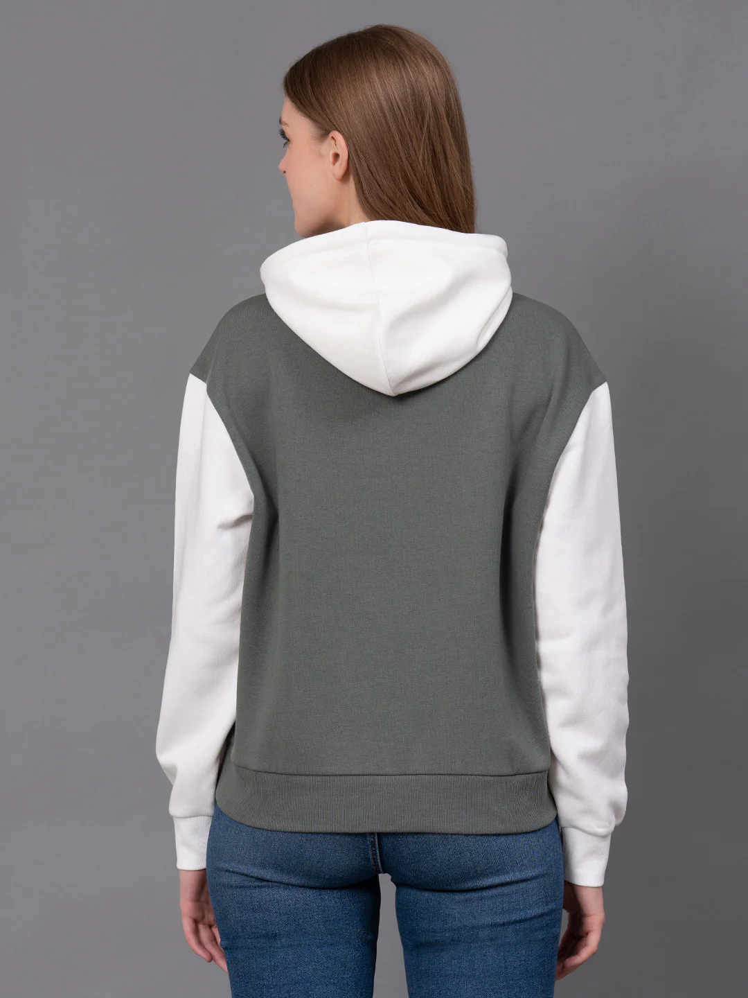 Olive Cotton Poly Fleece Graphic Print Women's Hoodie - Image 3