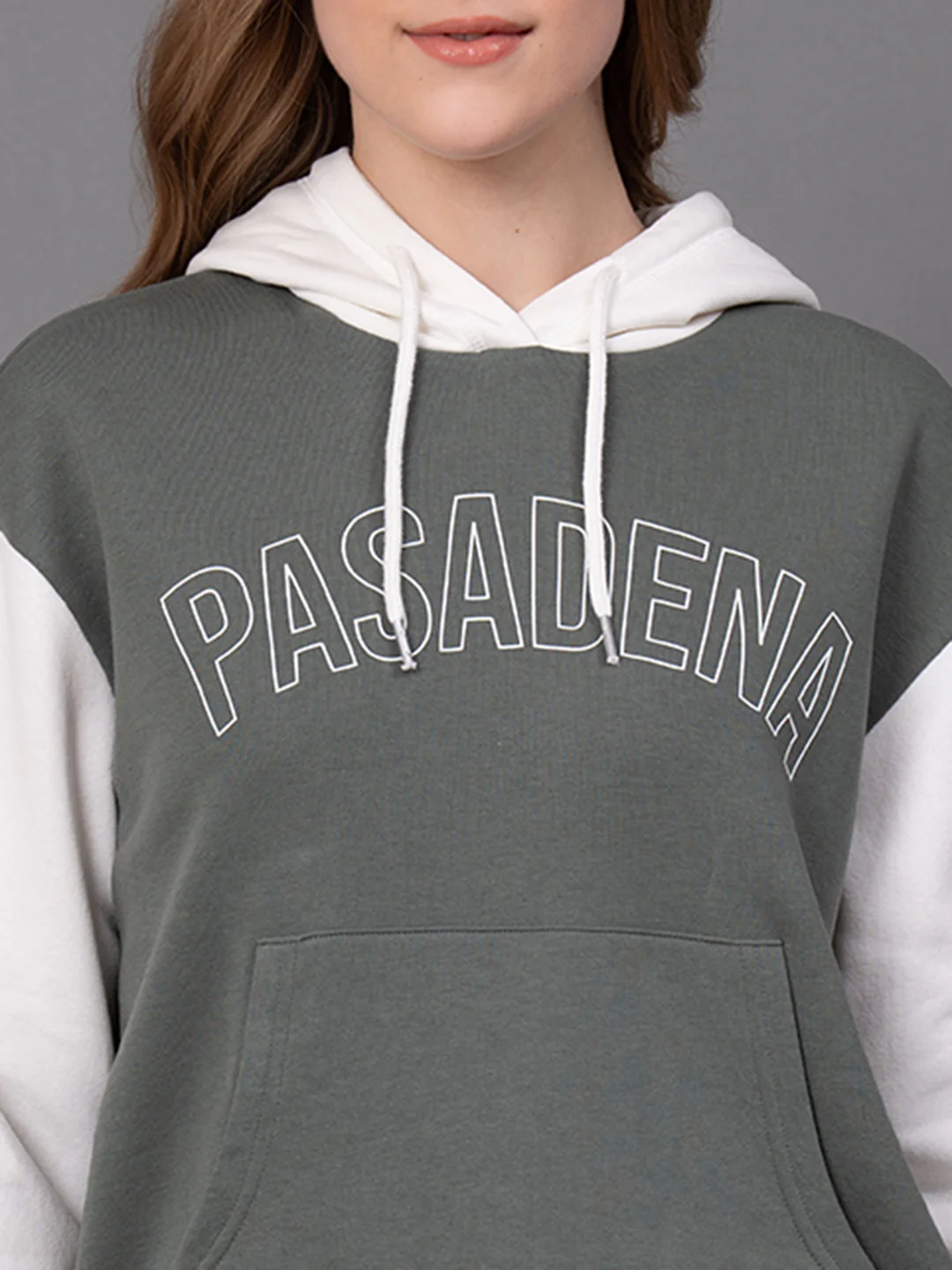 Olive Cotton Poly Fleece Graphic Print Women's Hoodie - Image 4