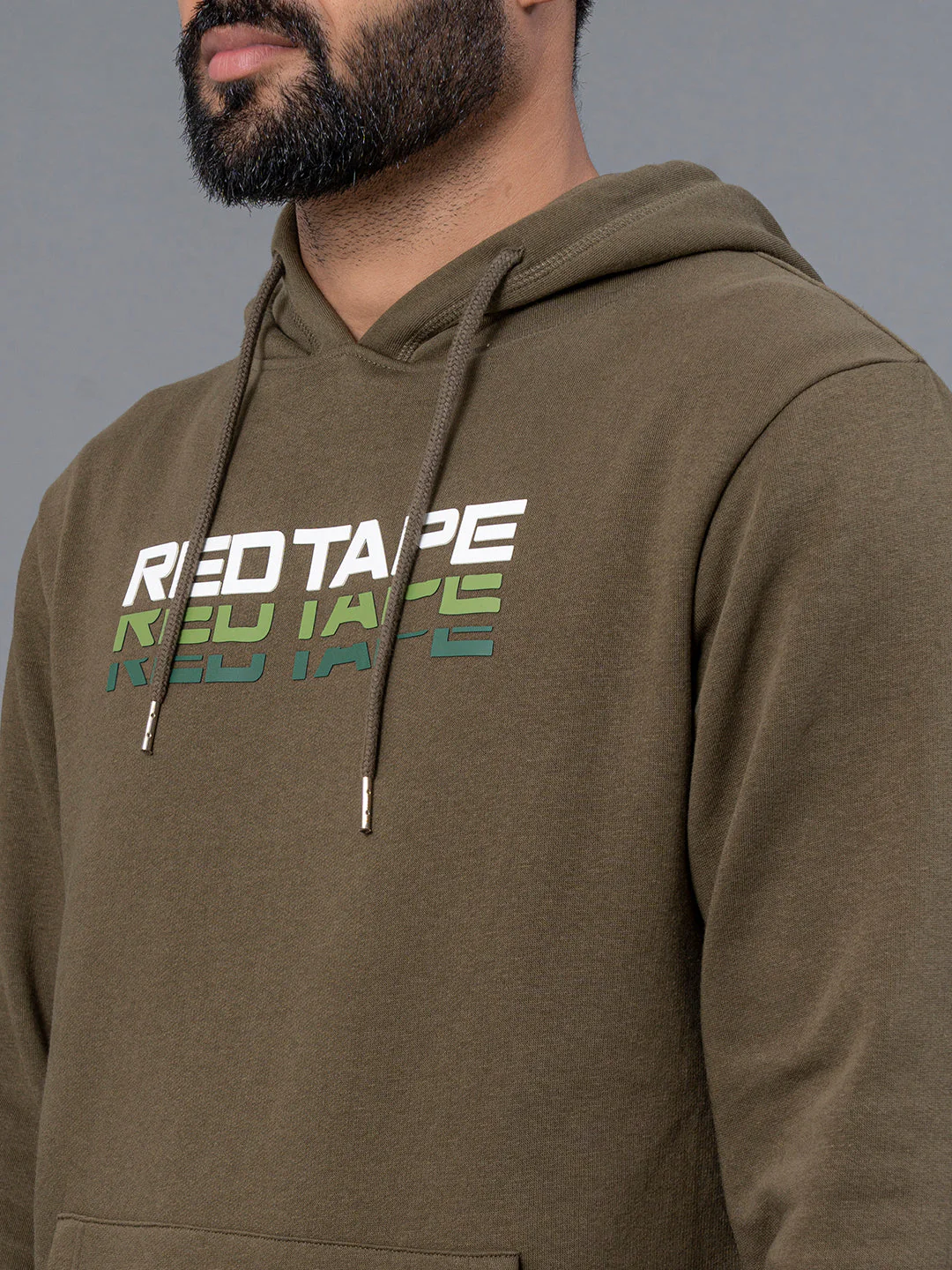 Olive Graphic Print Full Sleeve Cotton Polyester Fleece Men's Hoodie - Image 4