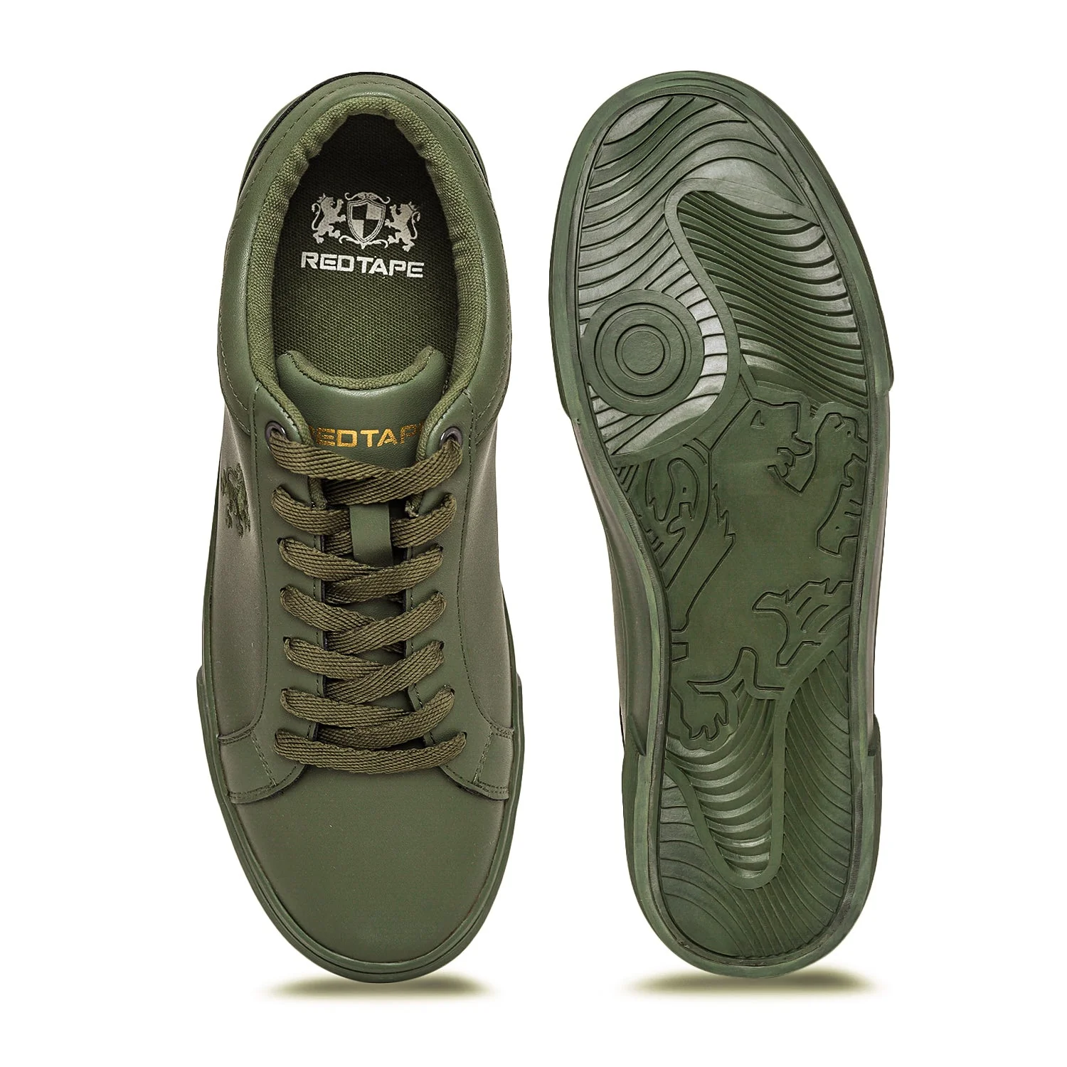 Olive Green Lifestyle Sneakers for Men - Image 5