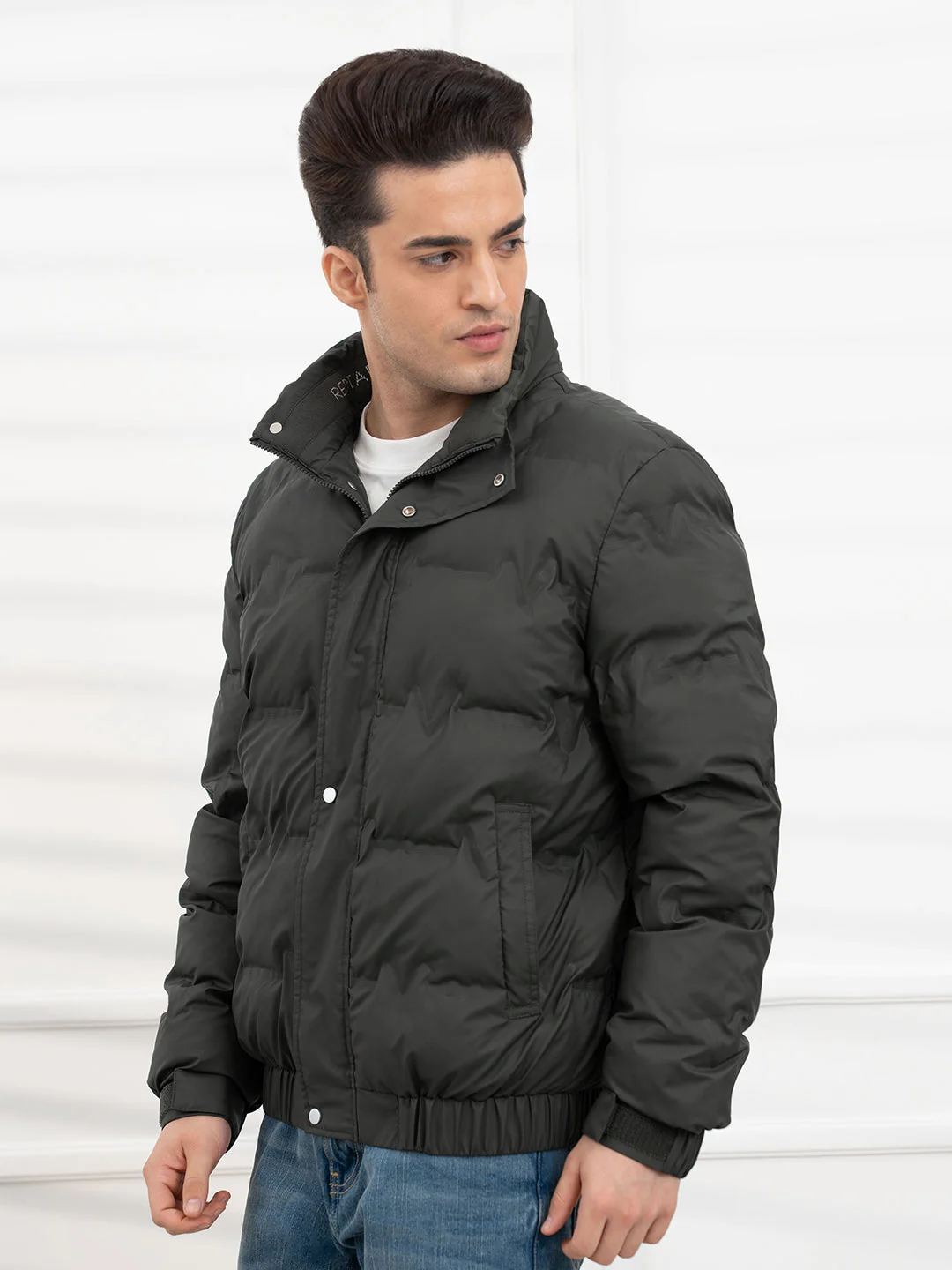 Olive Men's Heatseal Padded Jacket | All-Season Winter Protection - Image 3