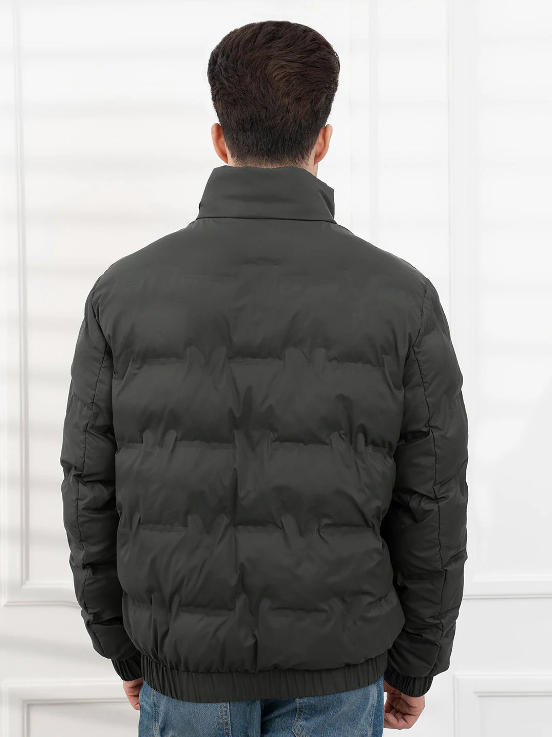 Olive Men's Heatseal Padded Jacket | All-Season Winter Protection - Image 4
