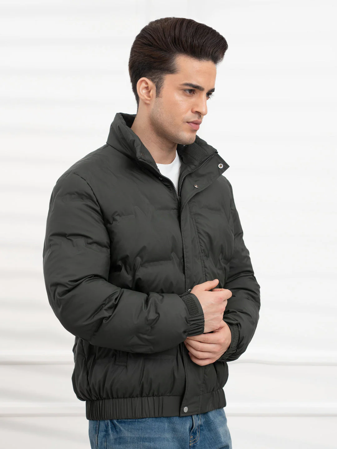 Olive Men's Heatseal Padded Jacket | All-Season Winter Protection - Image 6