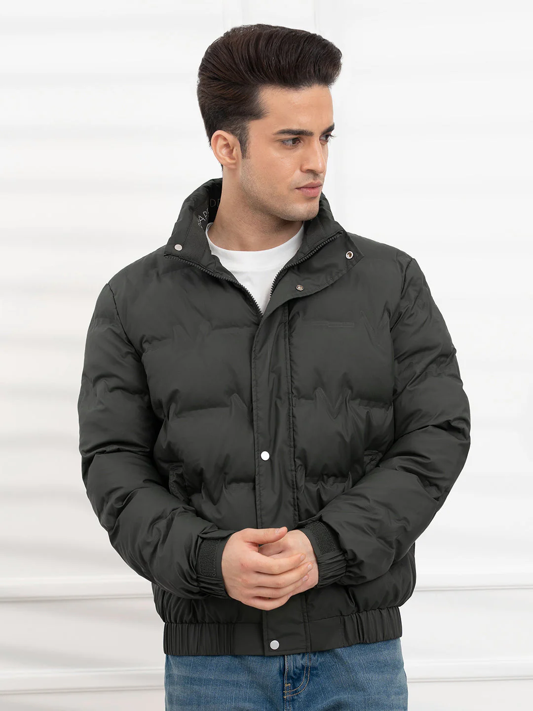 Olive Men's Heatseal Padded Jacket | All-Season Winter Protection - Image 7