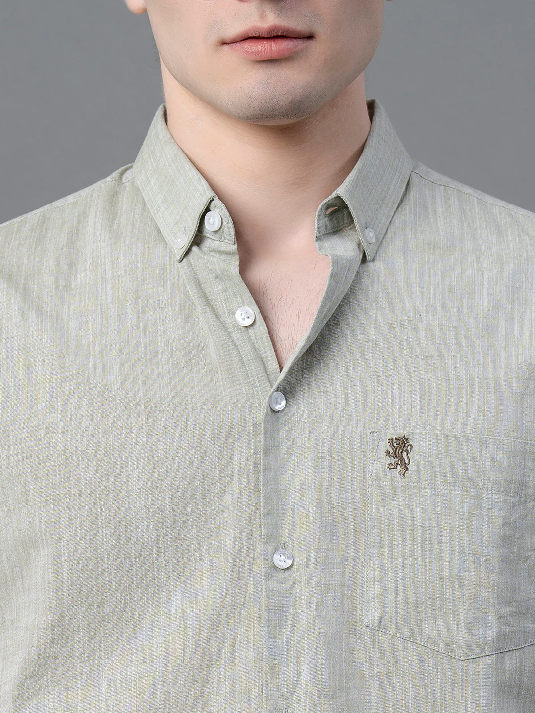 Olive Solid Shirt for Men - Image 4