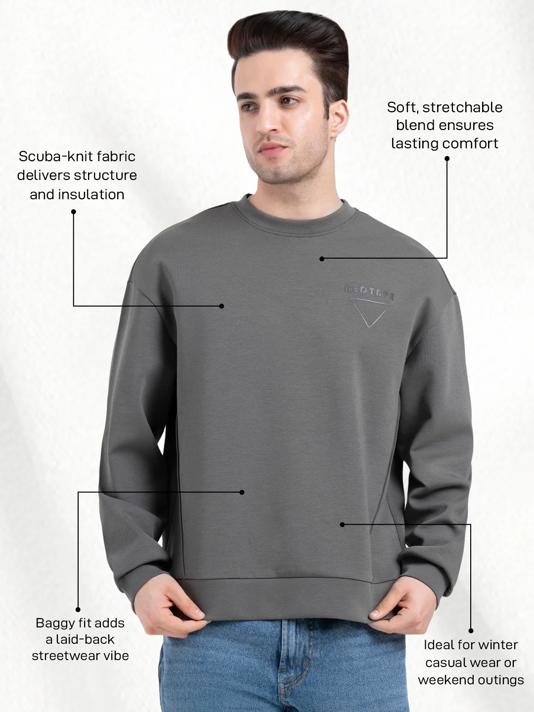 Olive Winter Sweatshirt for Men  | Winter-Ready Streetwear Comfort - Image 2