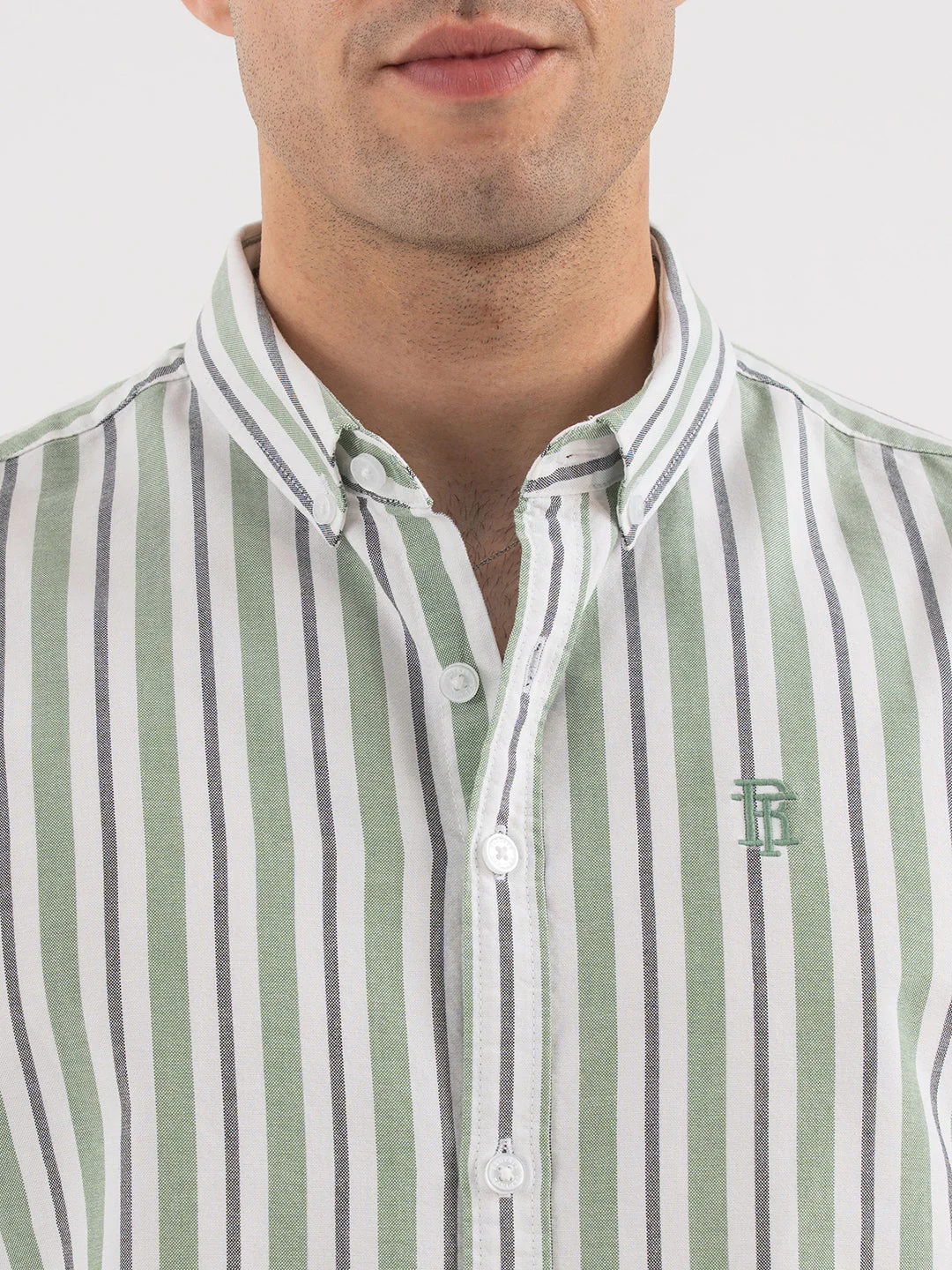 Red Tape Oxford Green Striped Shirt for Men - Image 4