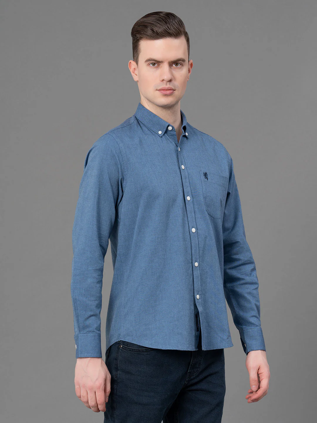 Cool Blue Oxford Shirt for Men - Image 2