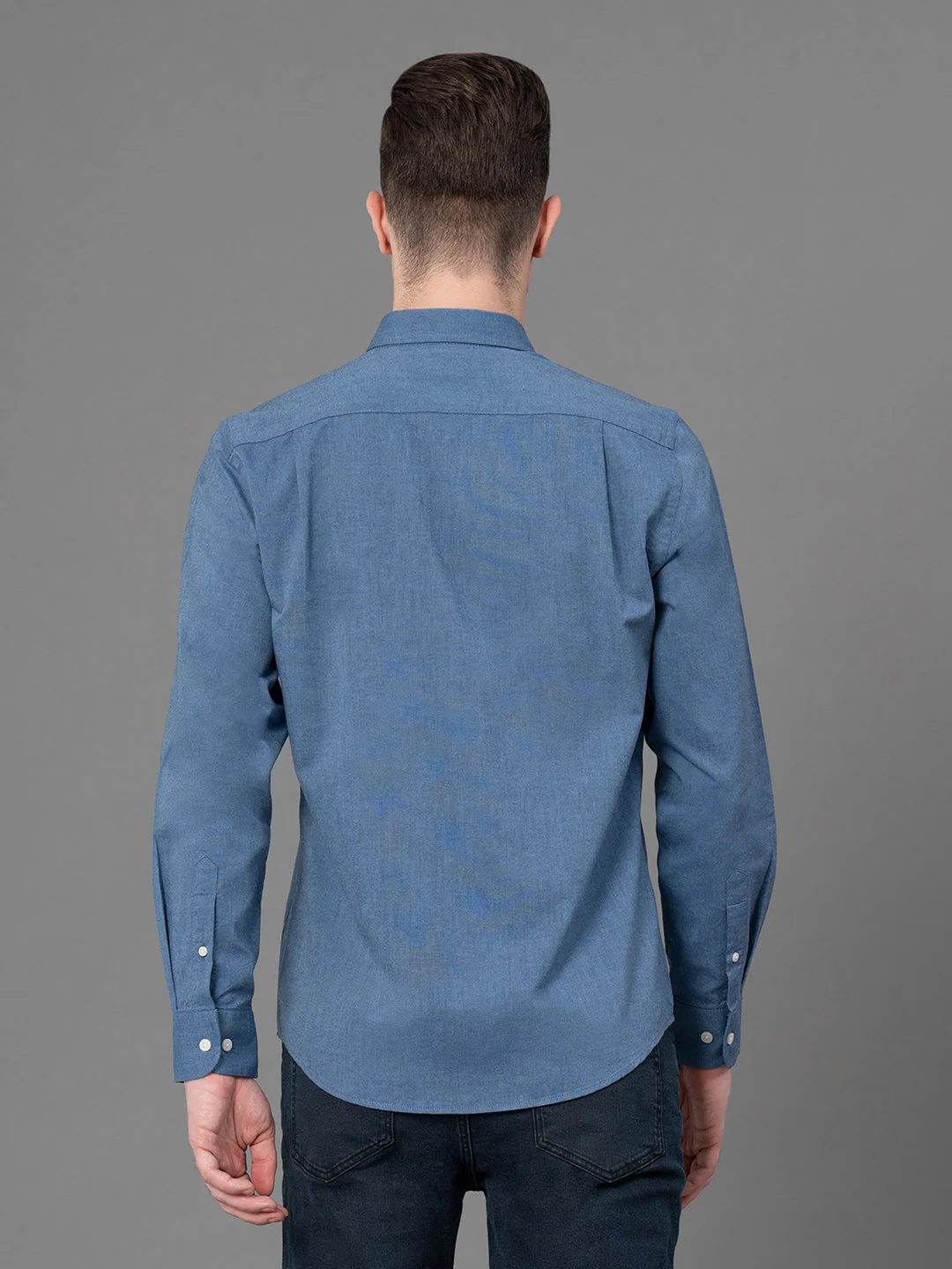 Cool Blue Oxford Shirt for Men - Image 3