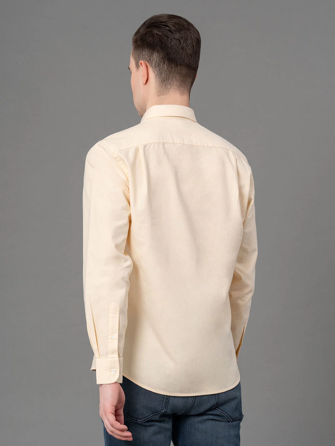 Pastel Yellow Oxford Shirt for Men - Image 3