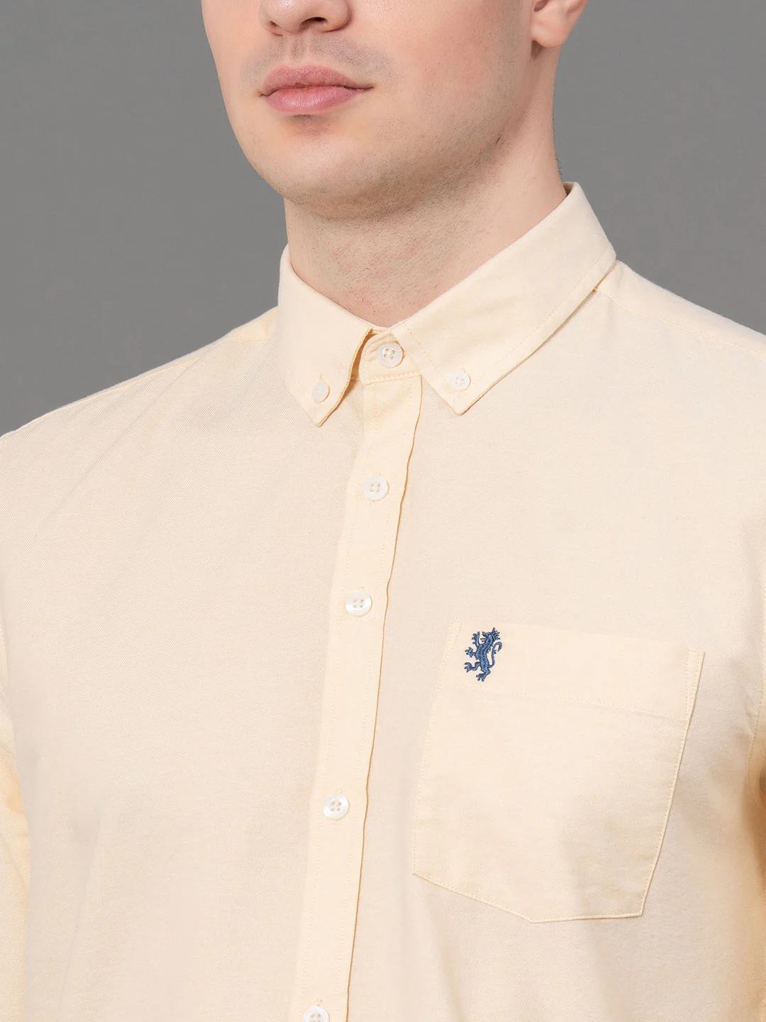 Pastel Yellow Oxford Shirt for Men - Image 4