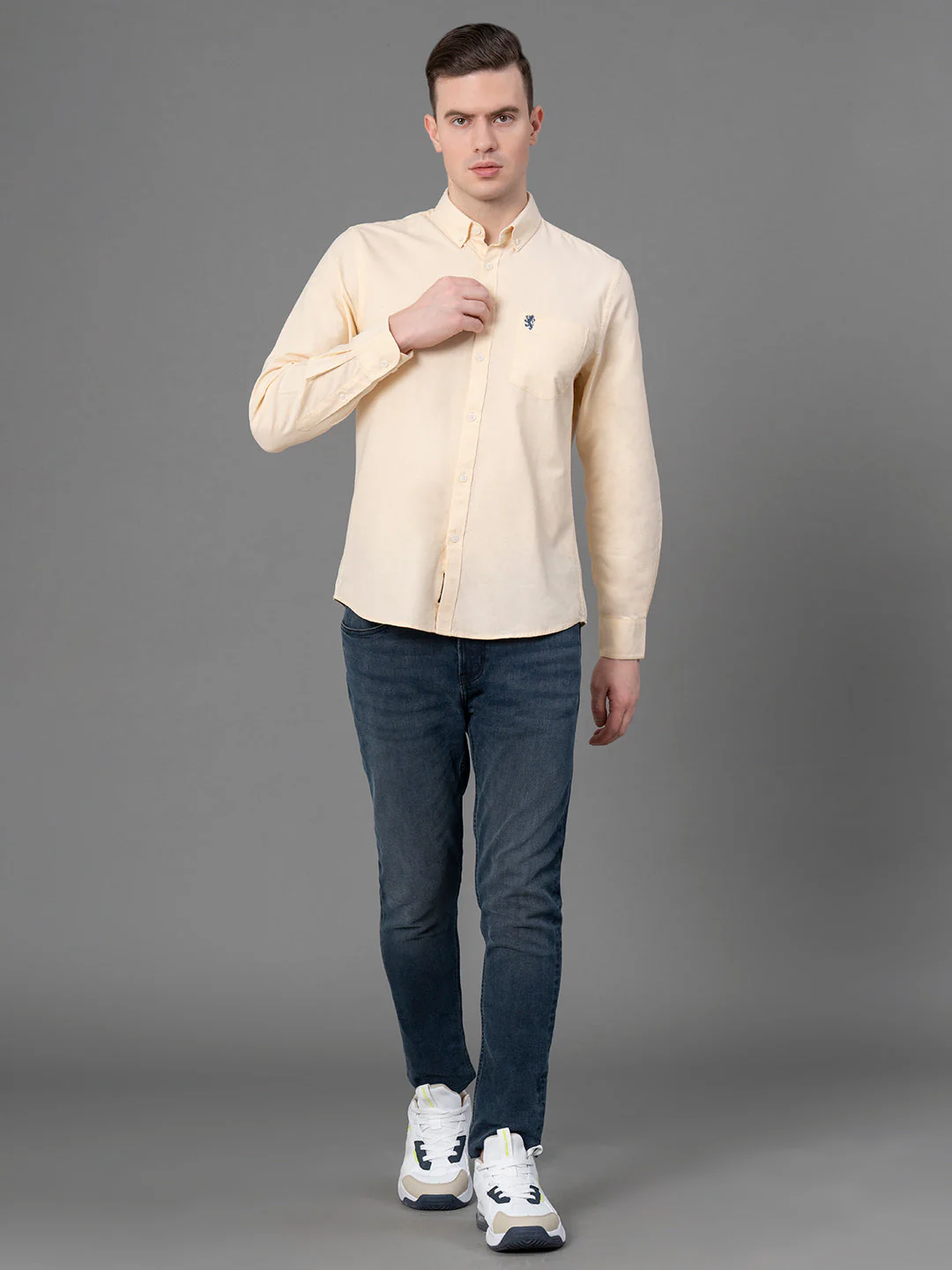 Pastel Yellow Oxford Shirt for Men - Image 5