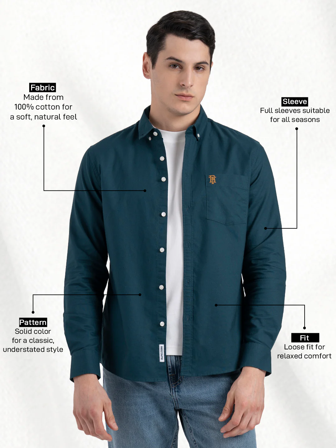 Oxford Solid Shirt for Men - Image 2