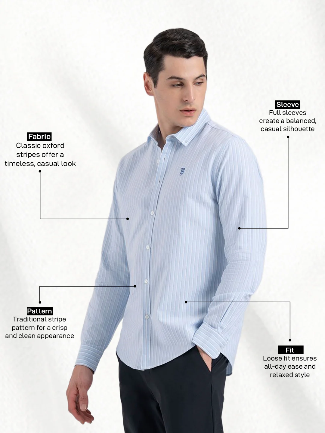 Oxford Striped Shirt for Men - Image 2