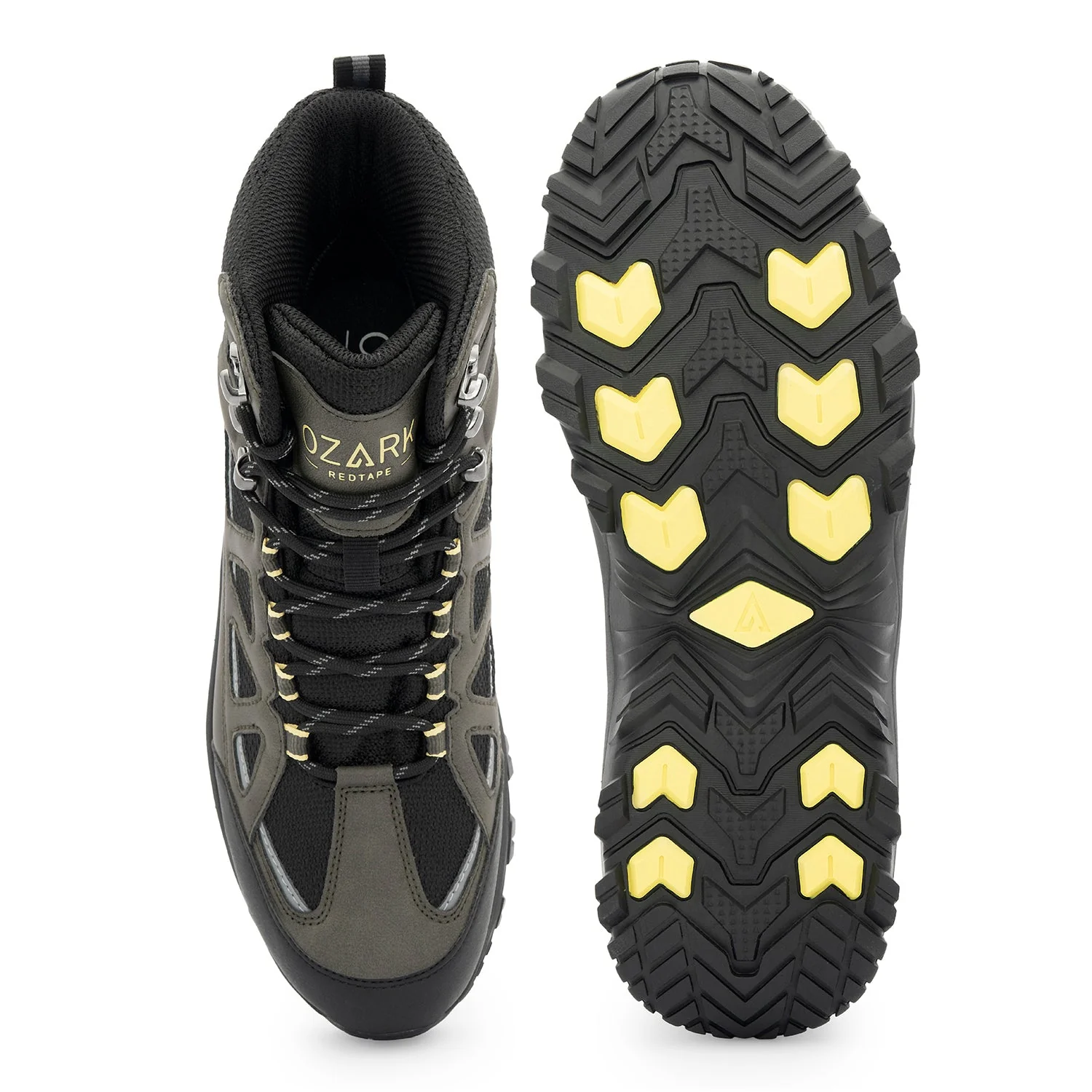 Green & Black Trekking Shoes for Men | High-Top Outdoor - Image 5