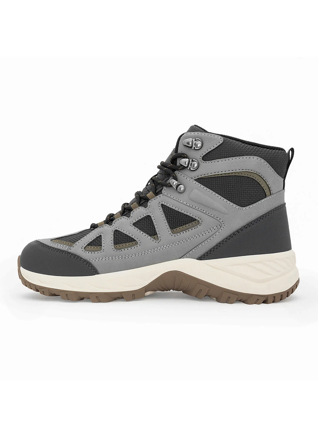 Light Grey Trekking Shoes for Men | High-Top Outdoor - Image 3