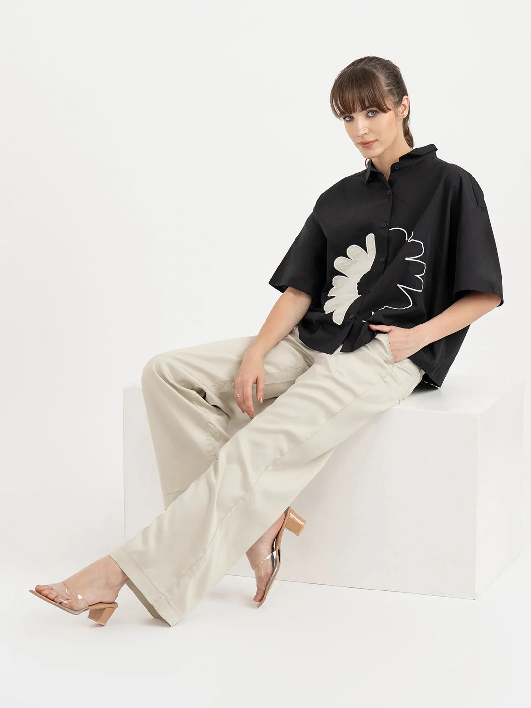Pants for Women in Beige | Twill Casual Pants - Image 5
