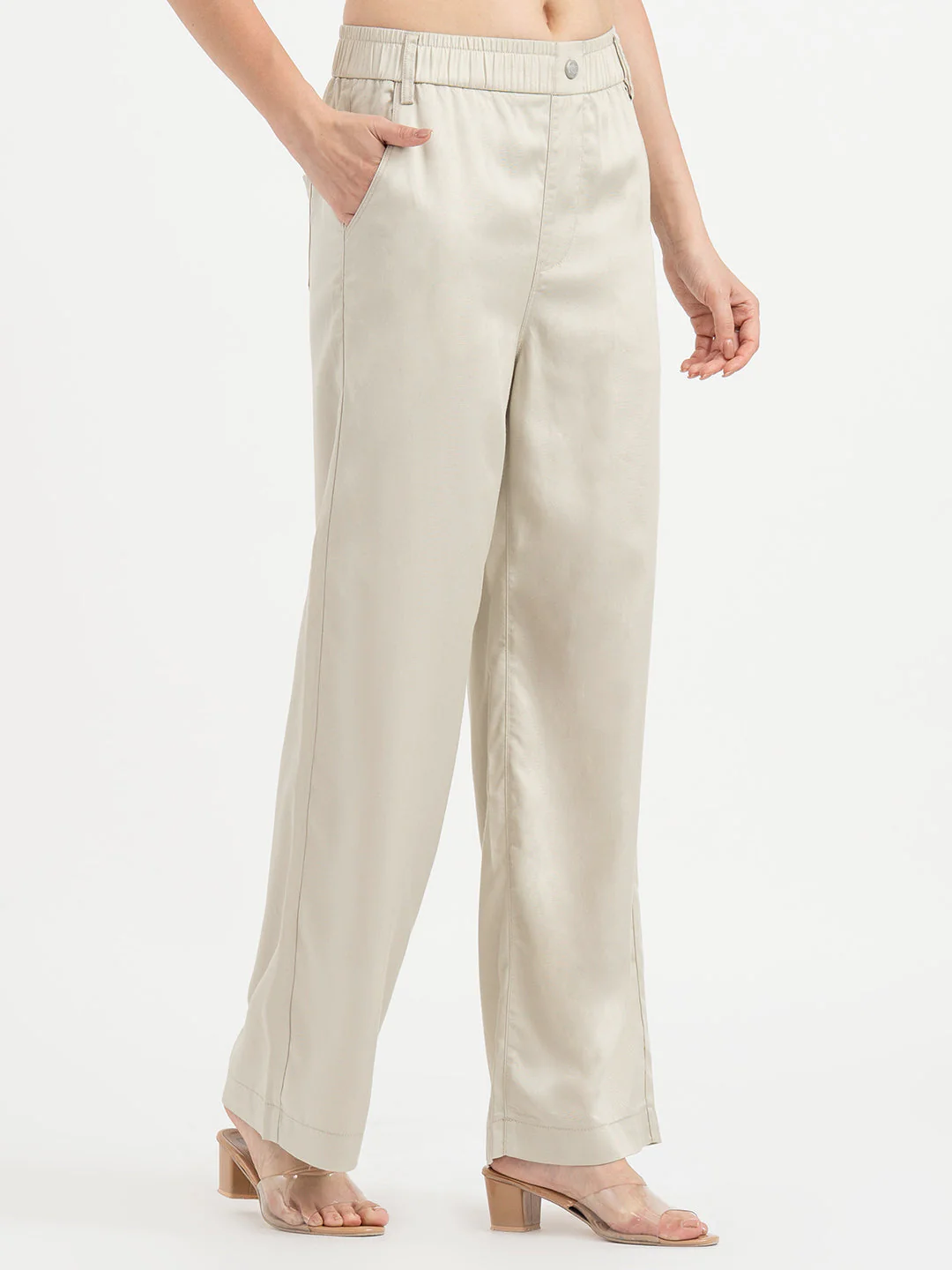 Pants for Women in Beige | Twill Casual Pants - Image 6