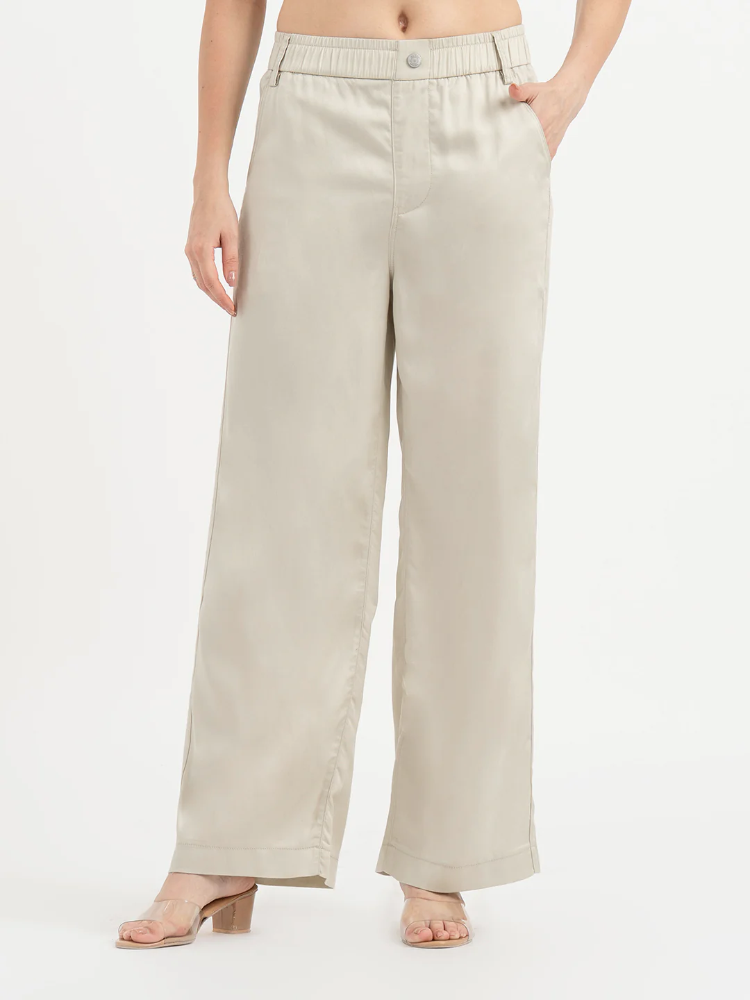 Pants for Women in Beige | Twill Casual Pants - Image 7