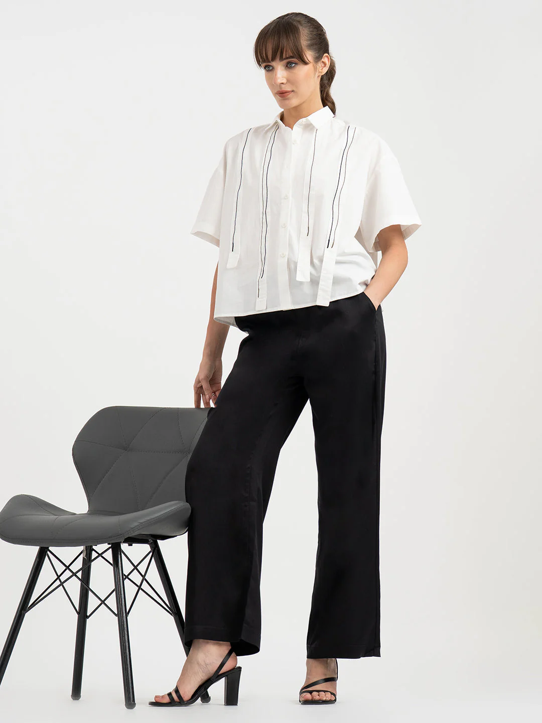 Pants for Women in Black | Twill Casual Pants - Image 5
