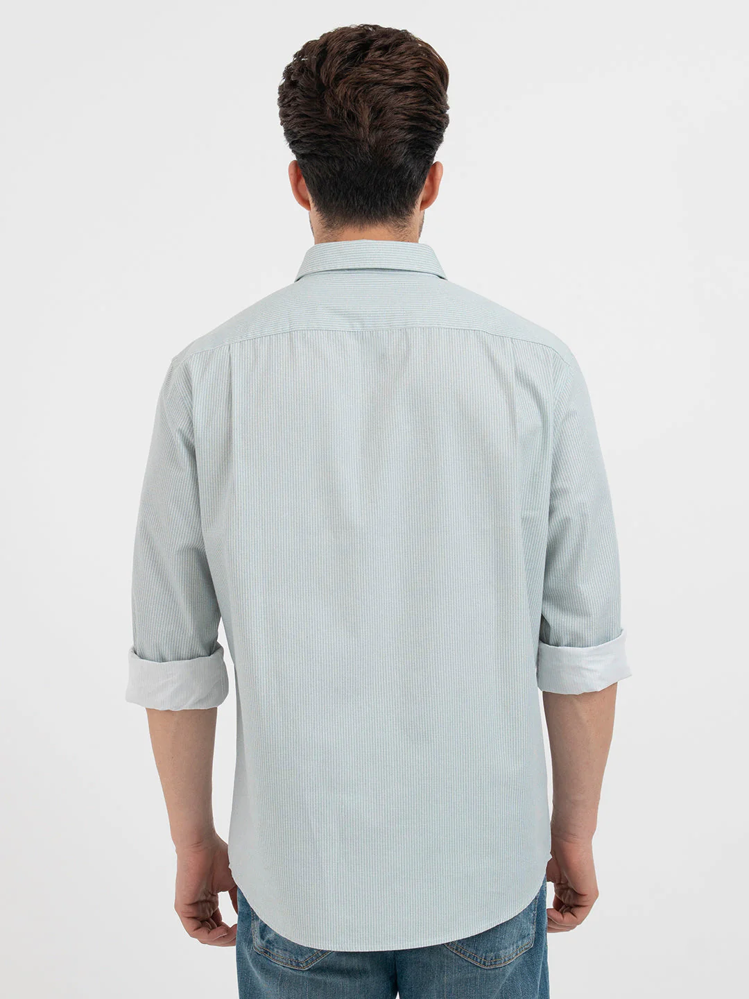 Red Tape Pastel Green Striped Shirt for Men - Image 3