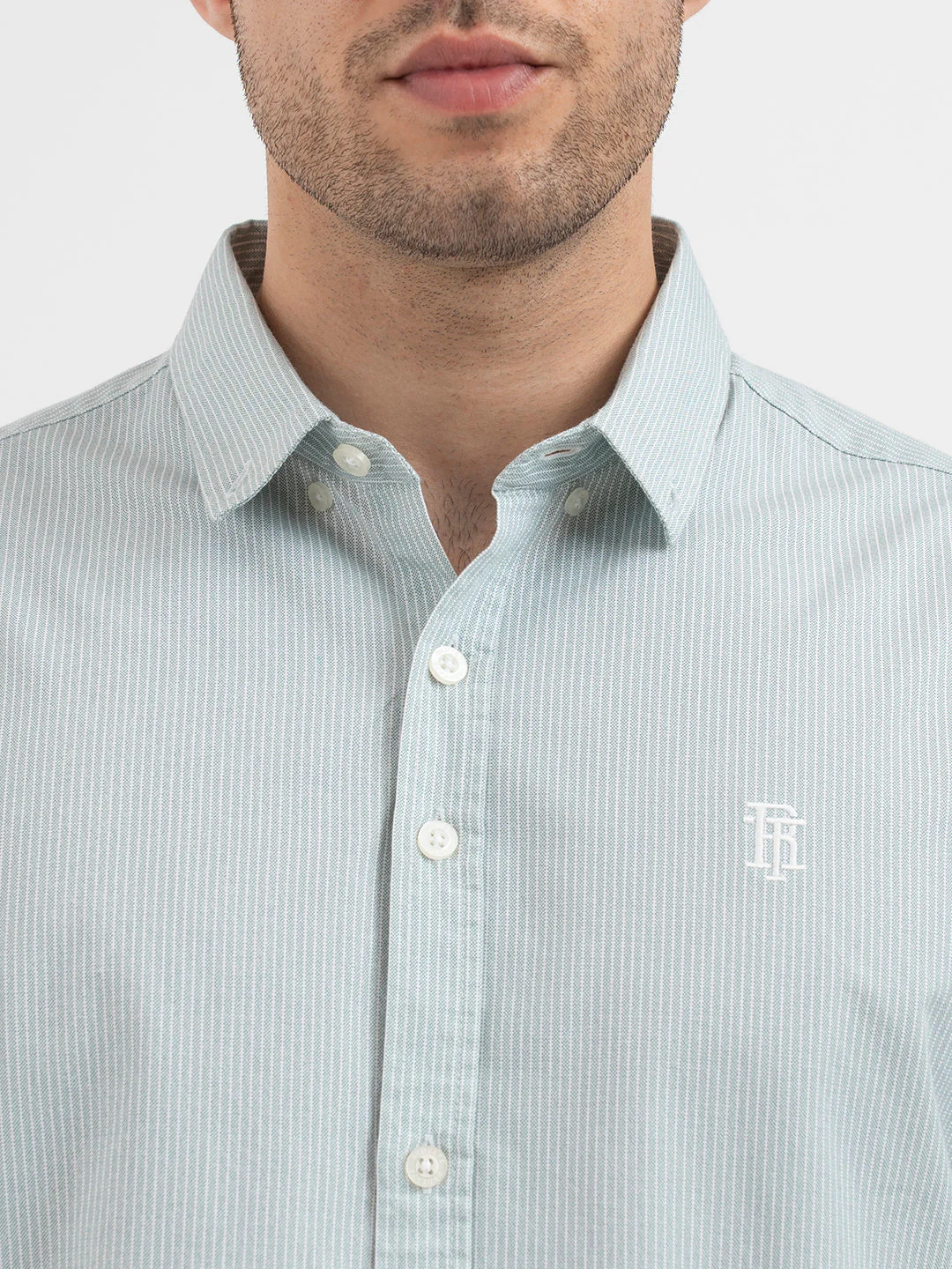 Red Tape Pastel Green Striped Shirt for Men - Image 4