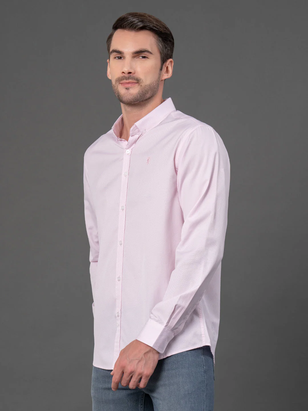 Pastel Pink Dobby Shirt for Men - Image 2