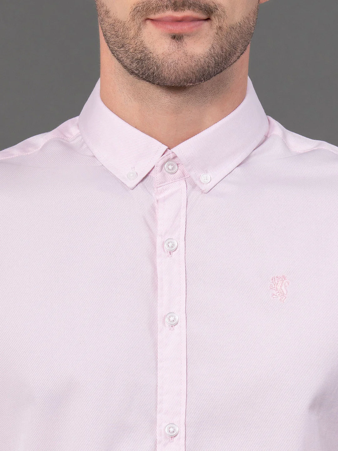 Pastel Pink Dobby Shirt for Men - Image 4