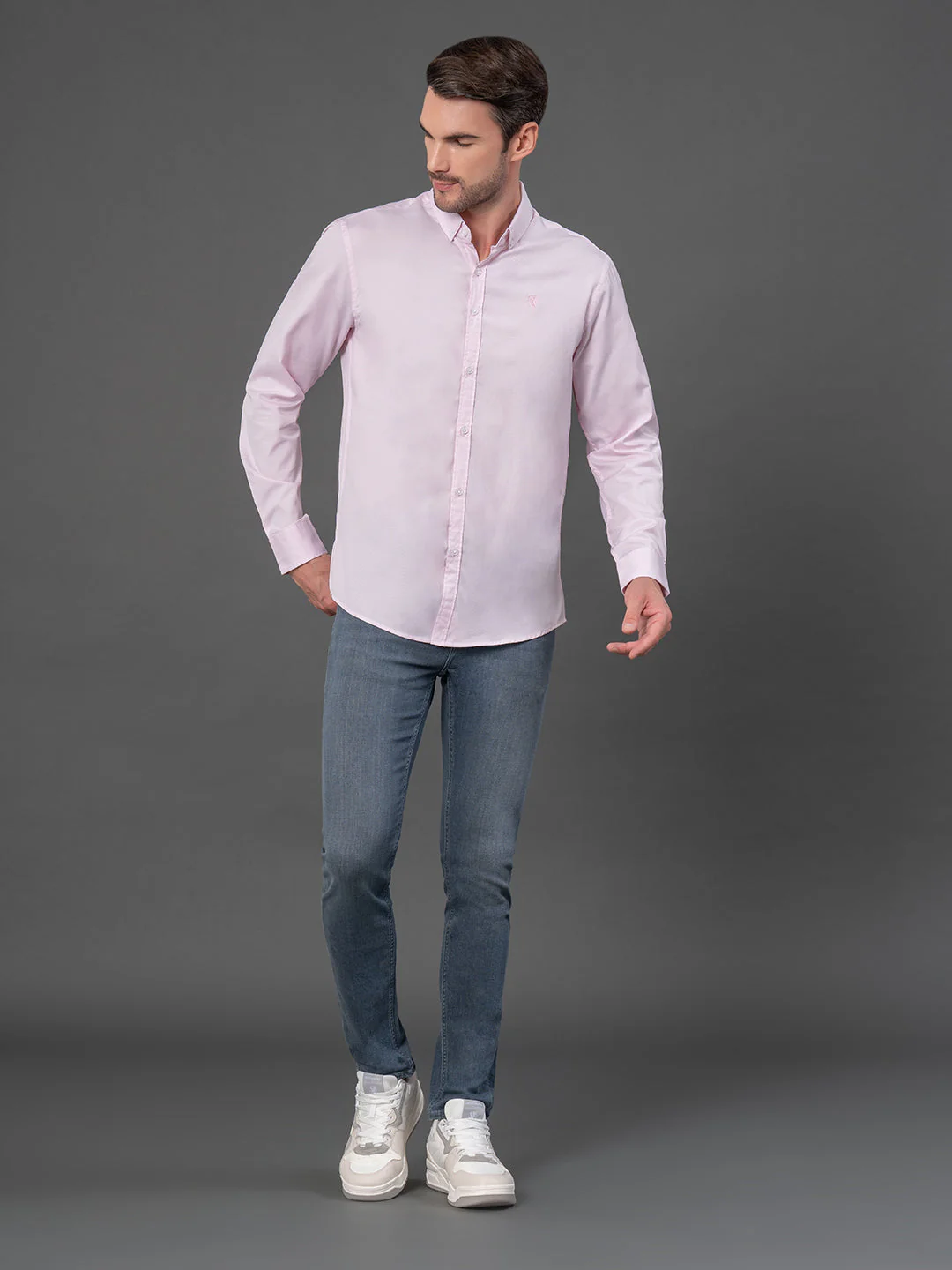 Pastel Pink Dobby Shirt for Men - Image 5