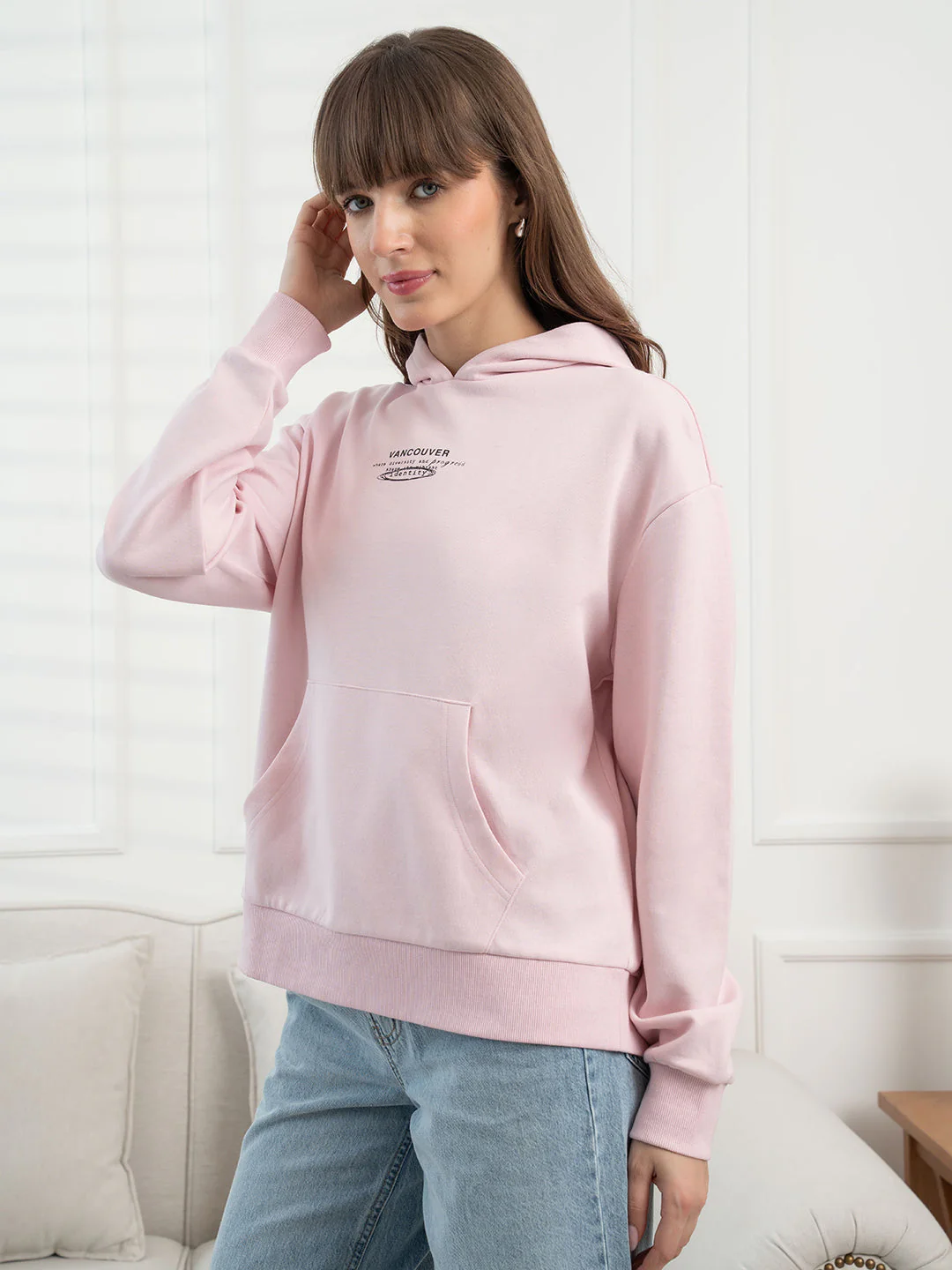 Pastel Pink Hoodie for Women - Image 2